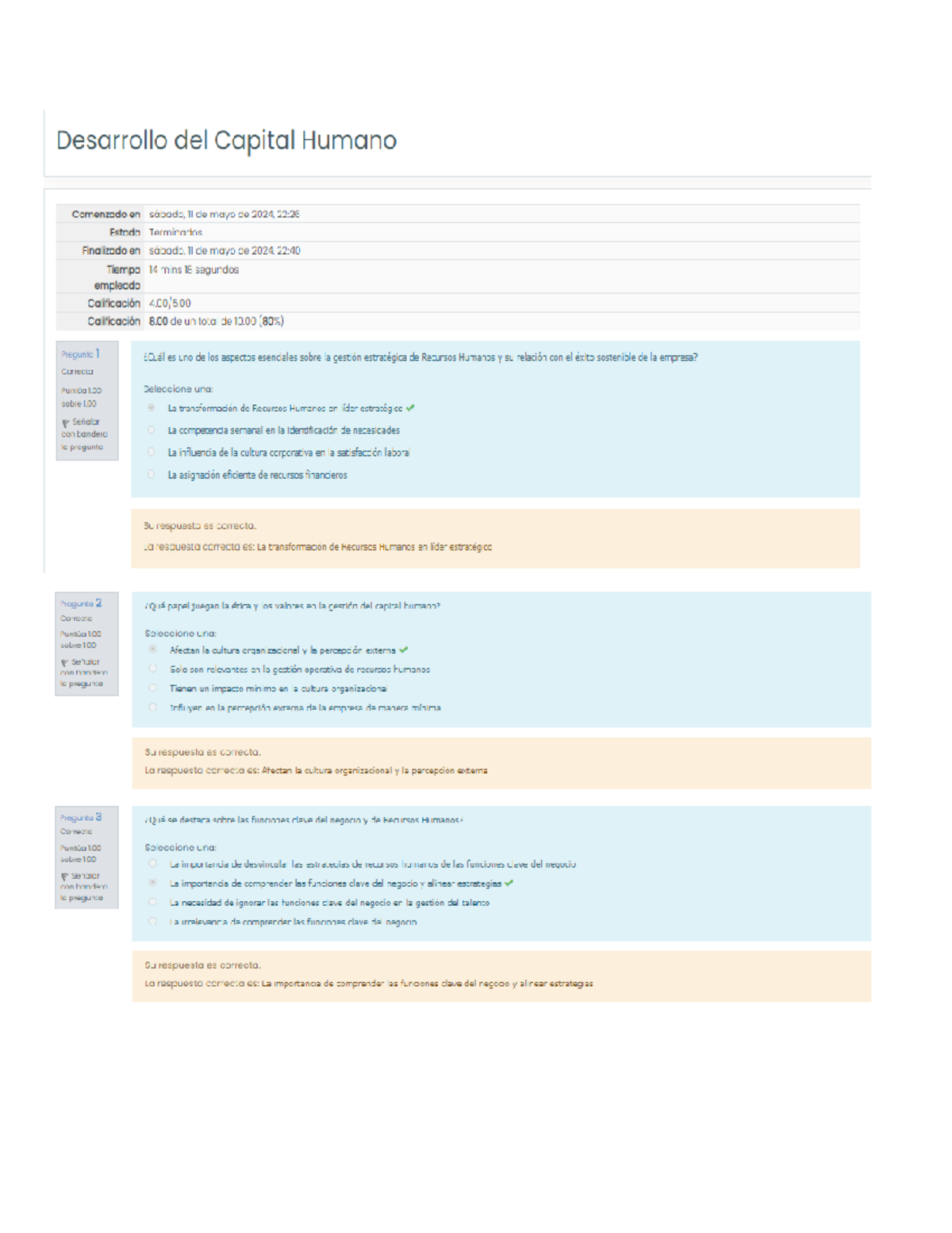 Desarrollo de capital humano examen semana 1 - Desarrollo del Capital