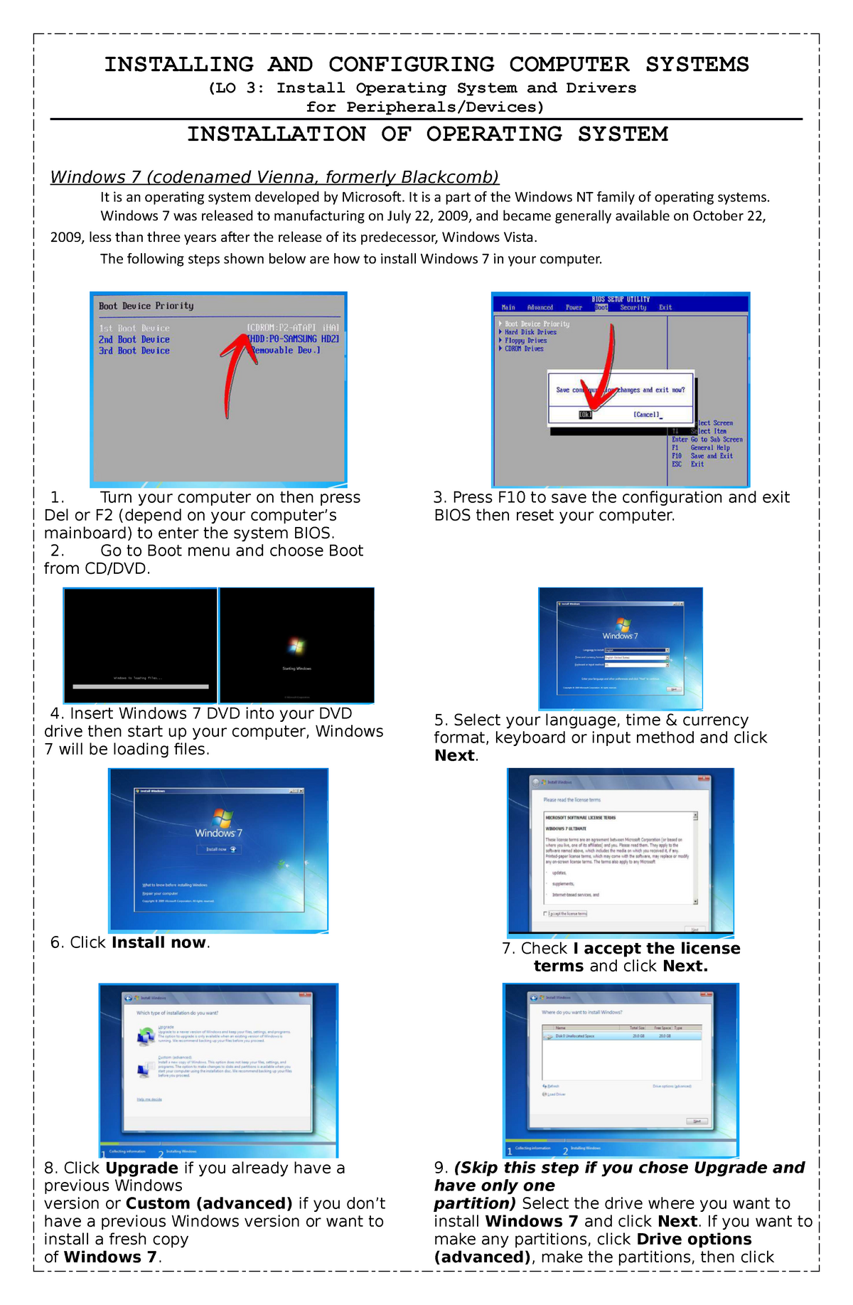 Installation Of Operating System Installing And Configuring Computer Systems Lo 3 Install