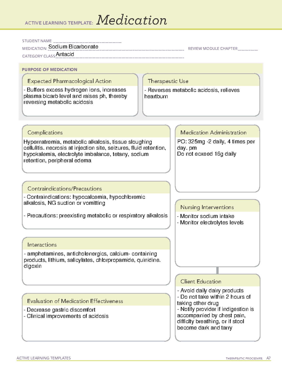 Sodium Bicarbonate - Drug template done during the semester - ACTIVE ...