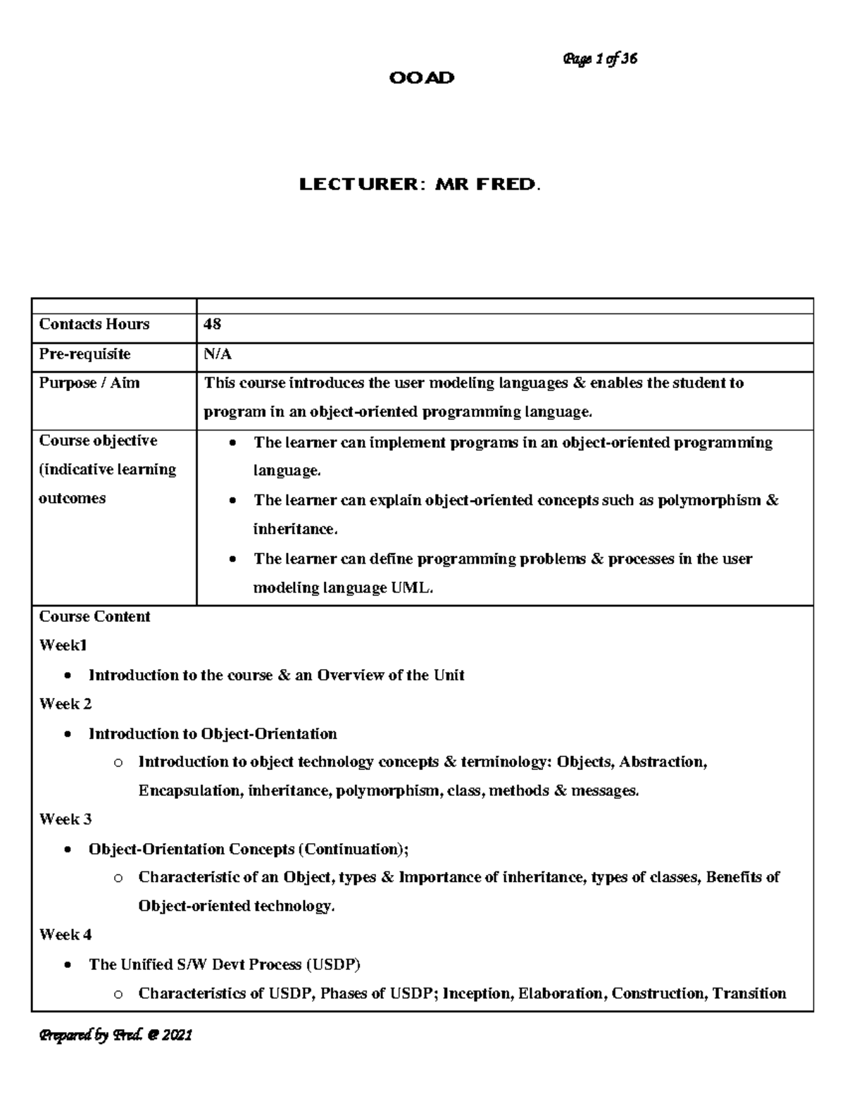 1 BIT 2214 OOAD Summarised notes- object oriented applications and ...