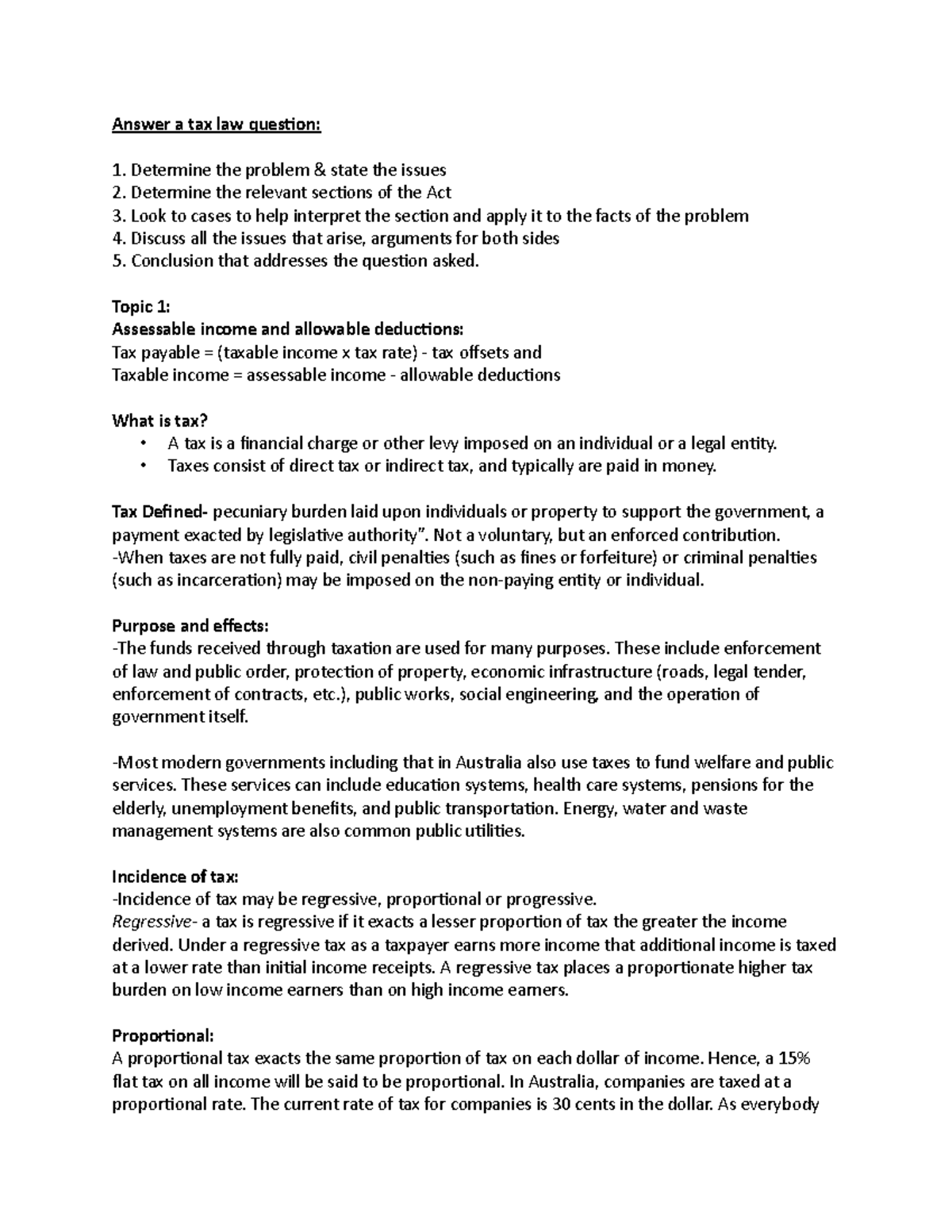 Income TAX LAW Answer A Tax Law Question 1 Determine The Problem 