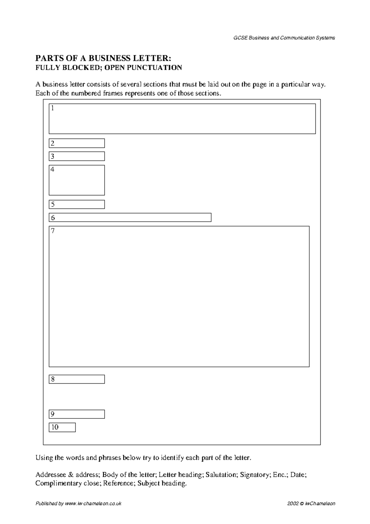 Fullyblocked open punctuation - GCSE Business and Communication Systems ...
