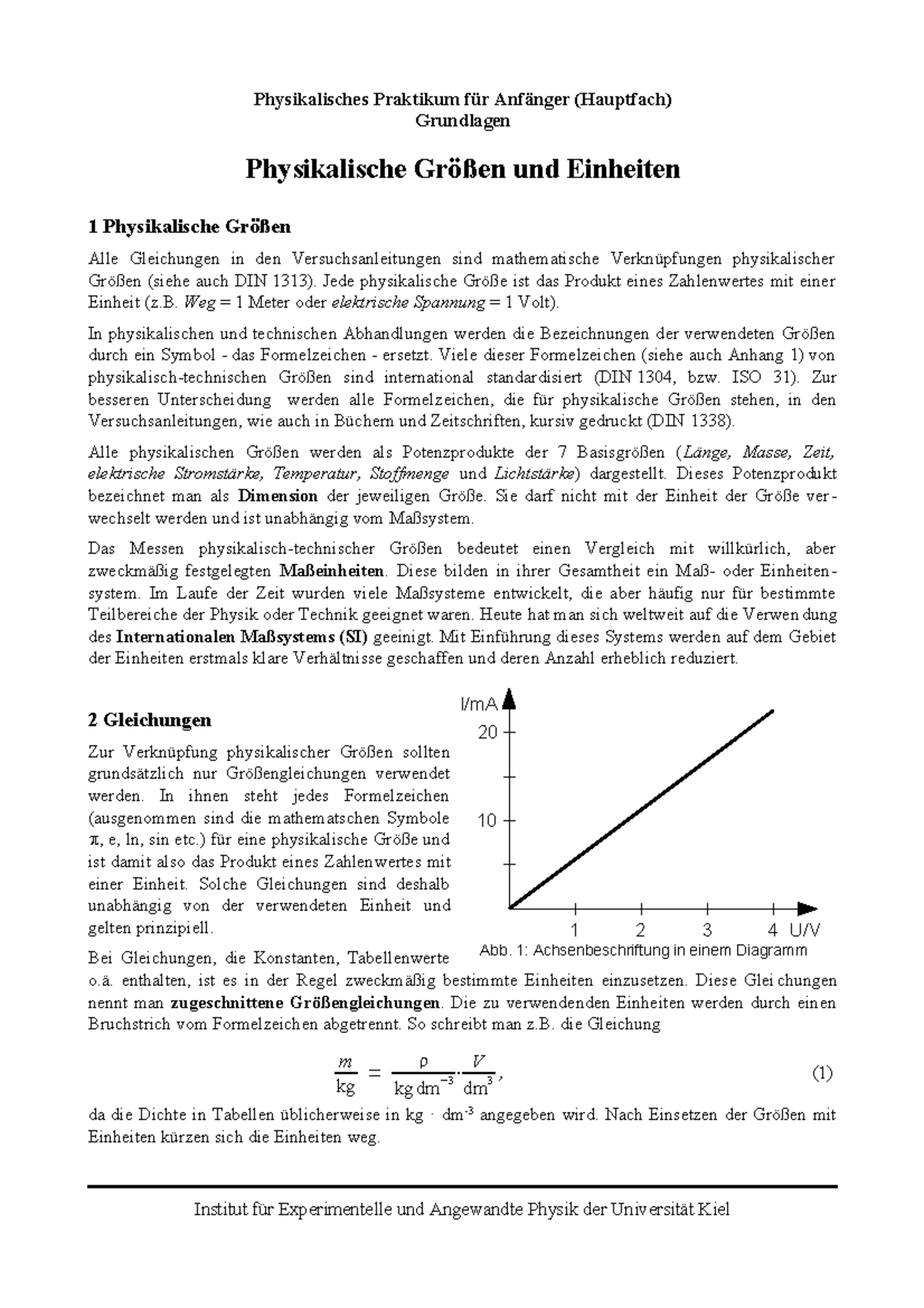 System Der Einheiten In Physik - Physikalisches Praktikum (Hauptfach ...