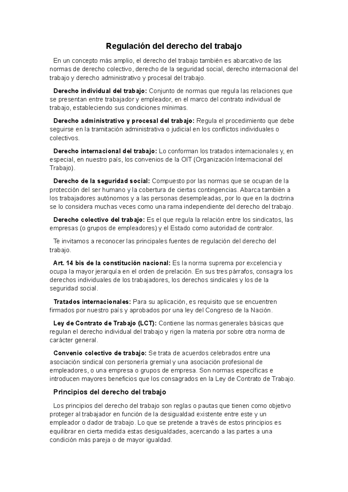 Resumen 1er parcial derecho del trabajo y seguridad social - Regulación ...