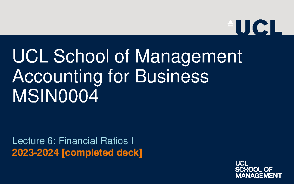 AFB Lecture 6 completed deck 2324 UCL School of Management