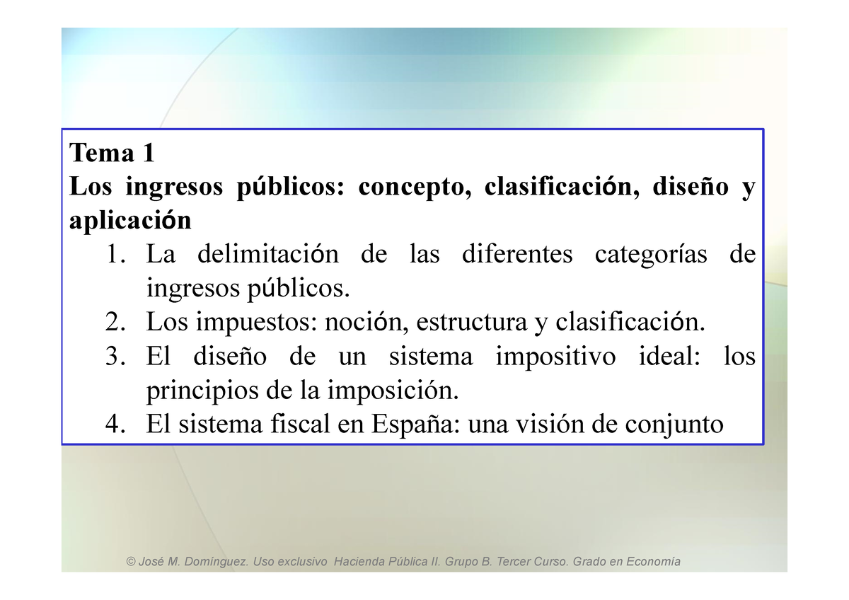 Tema 1 - Apuntes De La Clase - Tema 1 Los Ingresos Públicos: Concepto ...