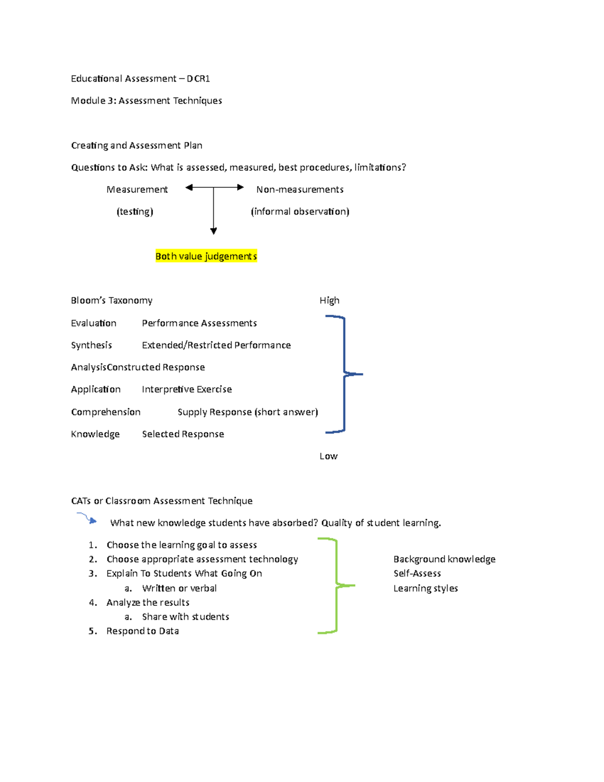 Module 3 Notes - Online Course - Educational Assessment – DCR Module 3 ...