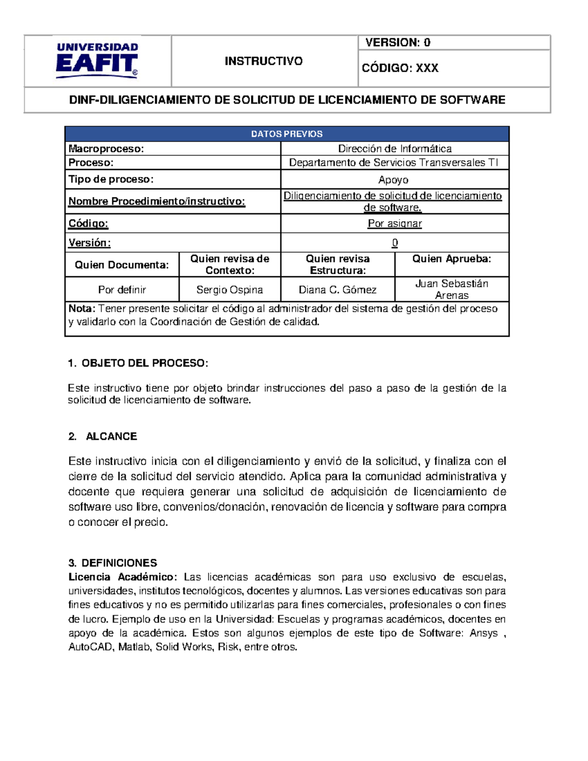 Instructivo Para El Diligenciamiento De Solicitud De Licenciamiento De ...