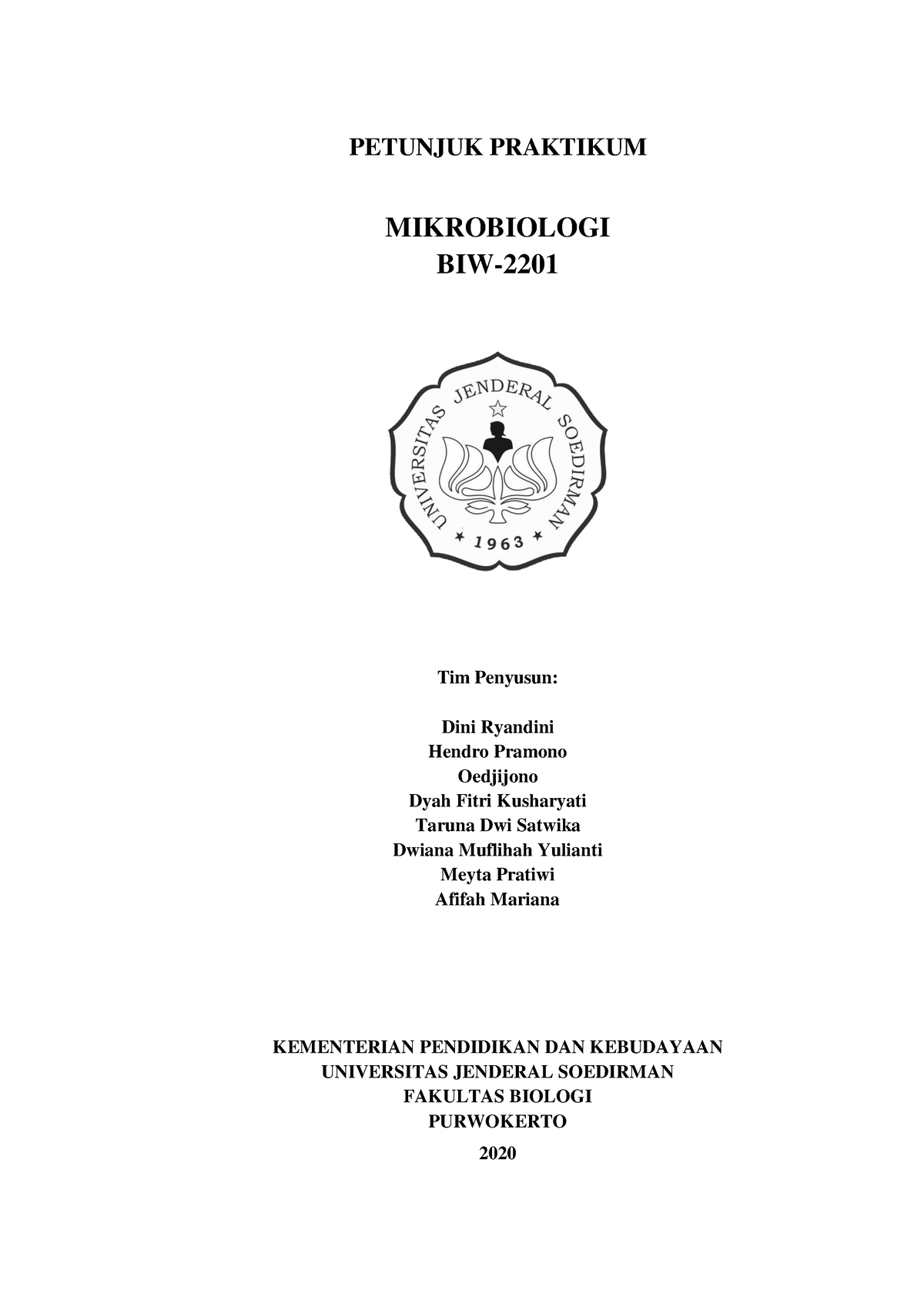 Petunjuk Praktikum Mikrobiologi BIW-2201 - PETUNJUK PRAKTIKUM ...