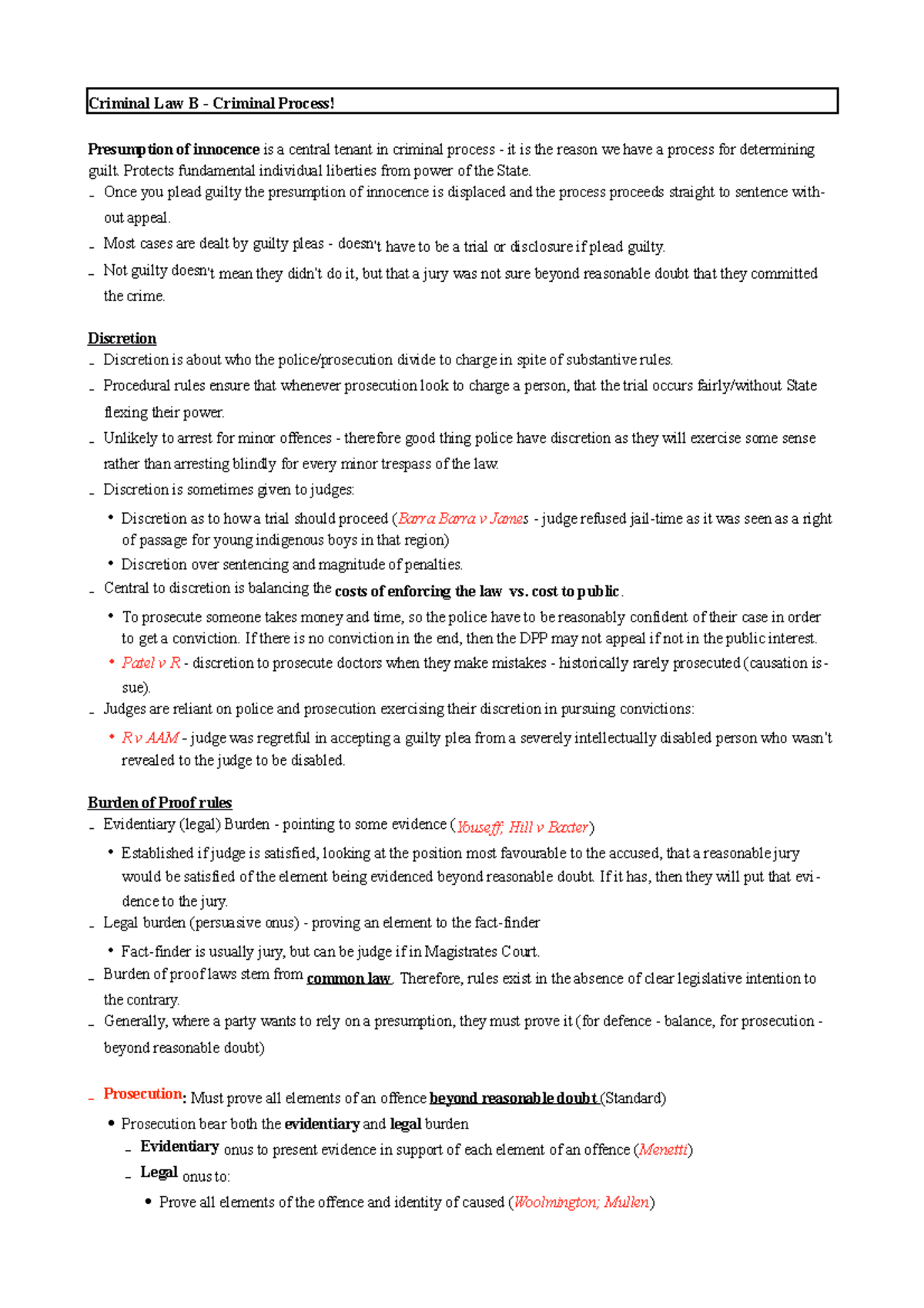 Summary - Criminal Law B - Criminal Process - Criminal Law B - Criminal ...