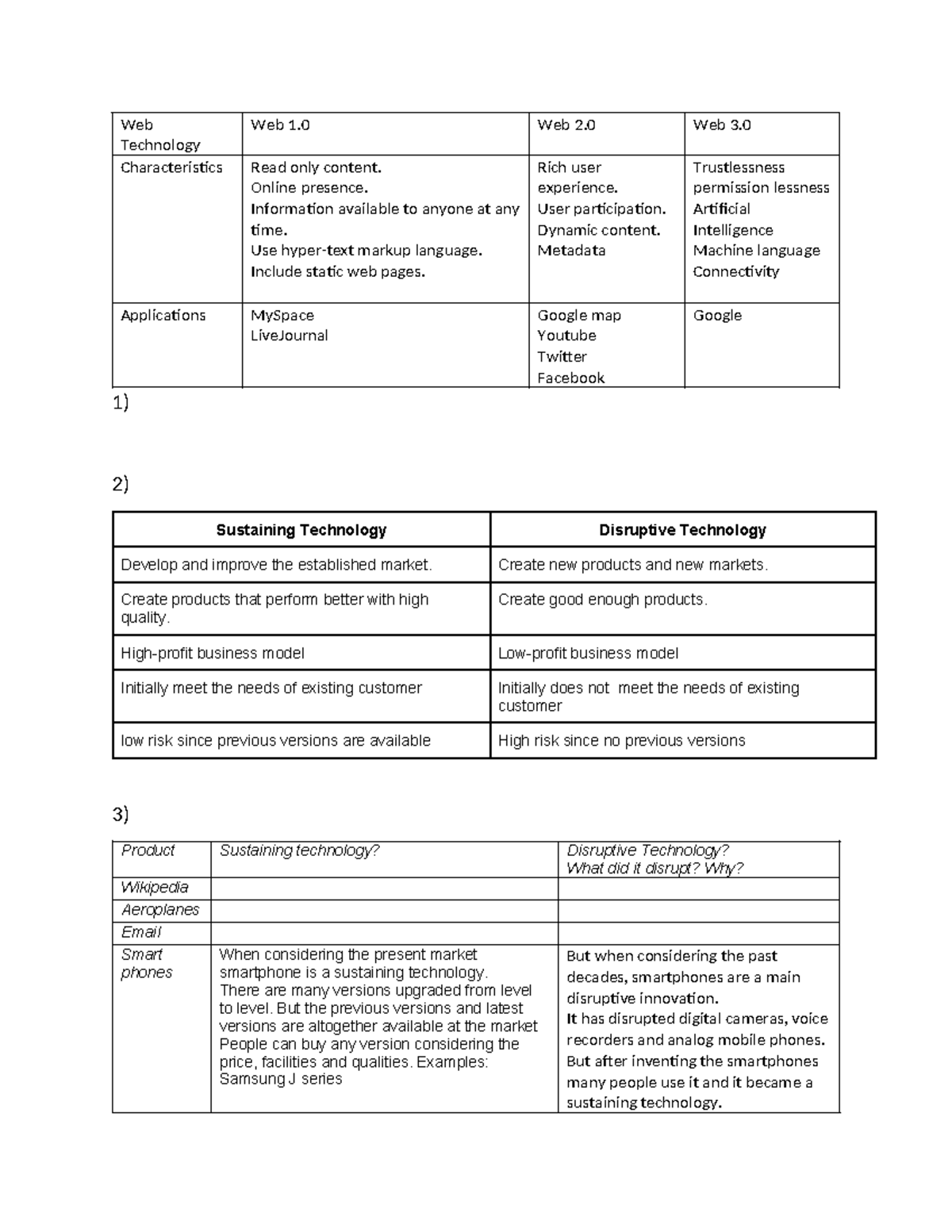 Lab 3 fully done - Web Technology Web 1 Web 2 Web 3. Characteristics ...