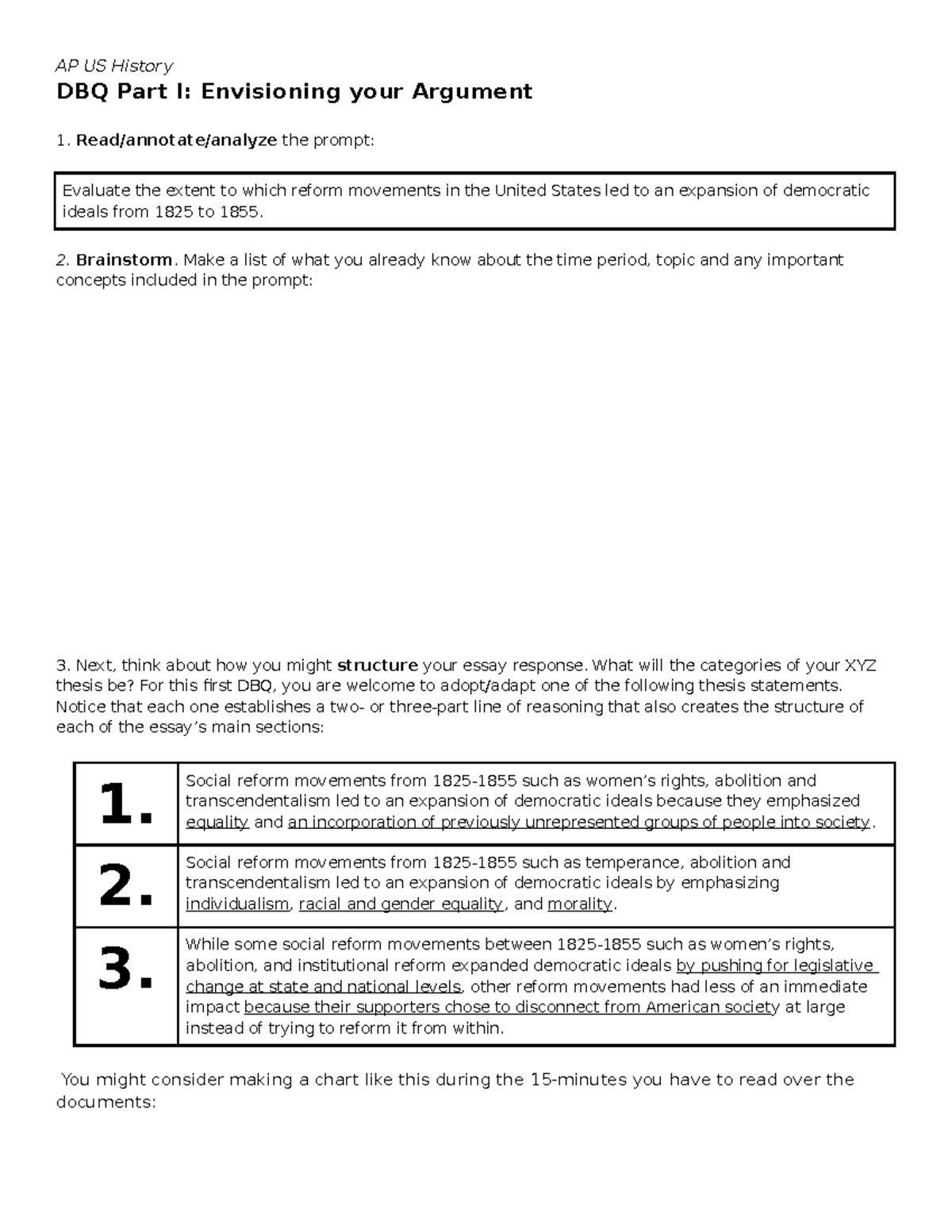 Dbq Planning Step 1 Envisioning Your Argument Cgi 222 Applied Studocu