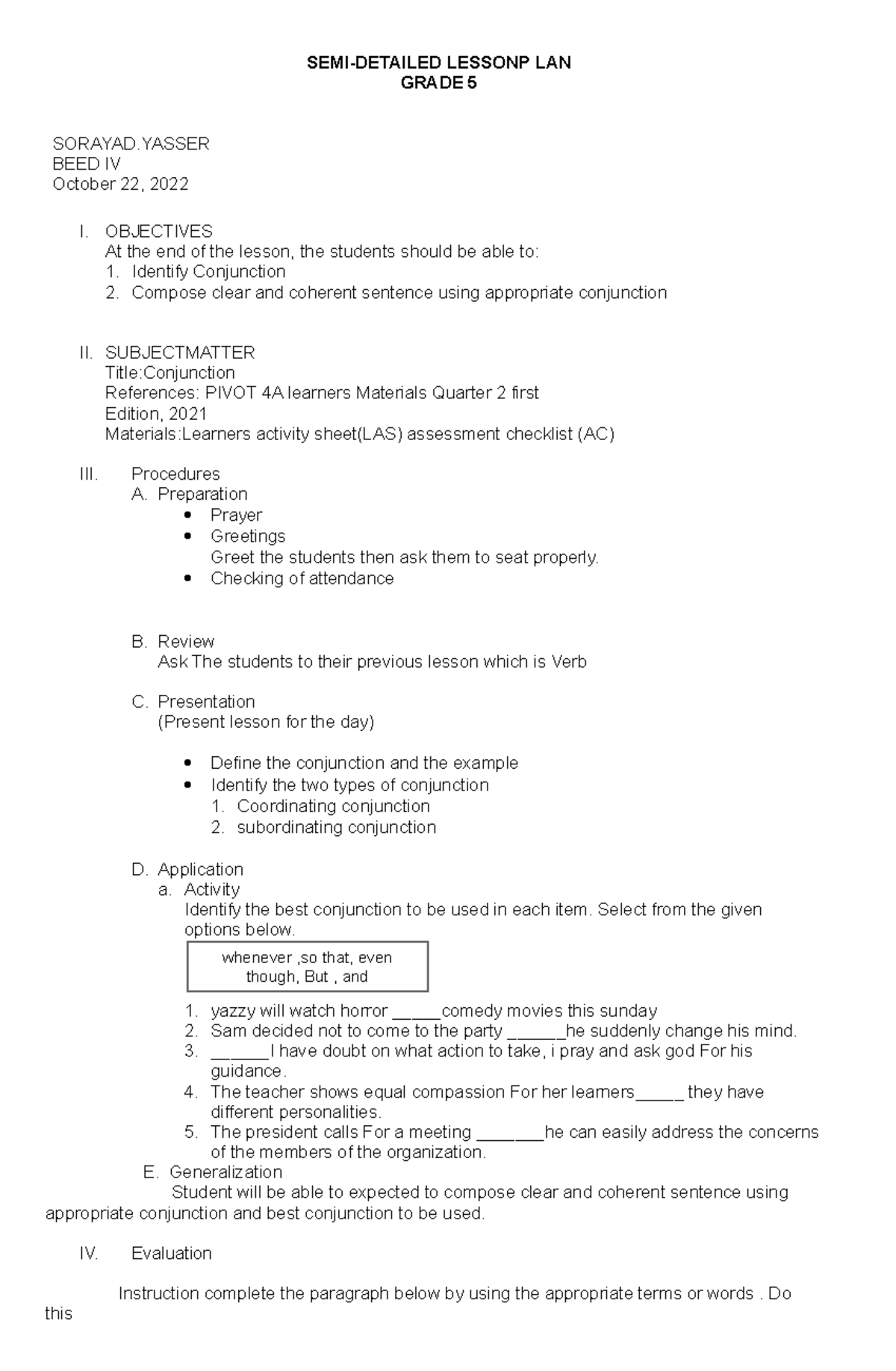 Semi detailed lesson soraya Yasser 2 autosaved - LESSONP LAN GRADE 5 ...