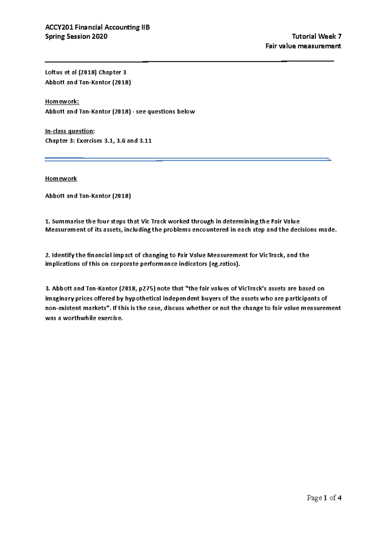 W7 tutorial questions FVA - Spring Session 2020 Tutorial Week 7 Fair ...