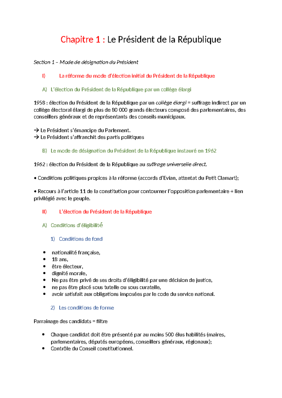 Titre 2 - Le pouvoir exécutif - Chapitre 1 : Le Président de la ...