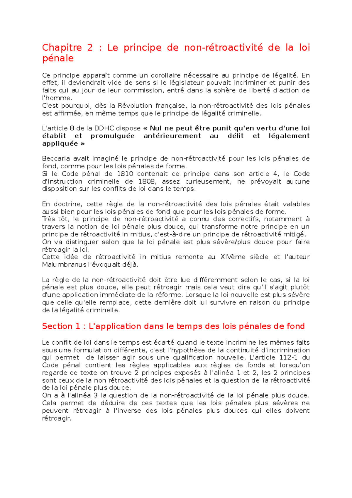 T1 Chapitre 2 Le principe de non-rétroactivité de la loi pénale ...