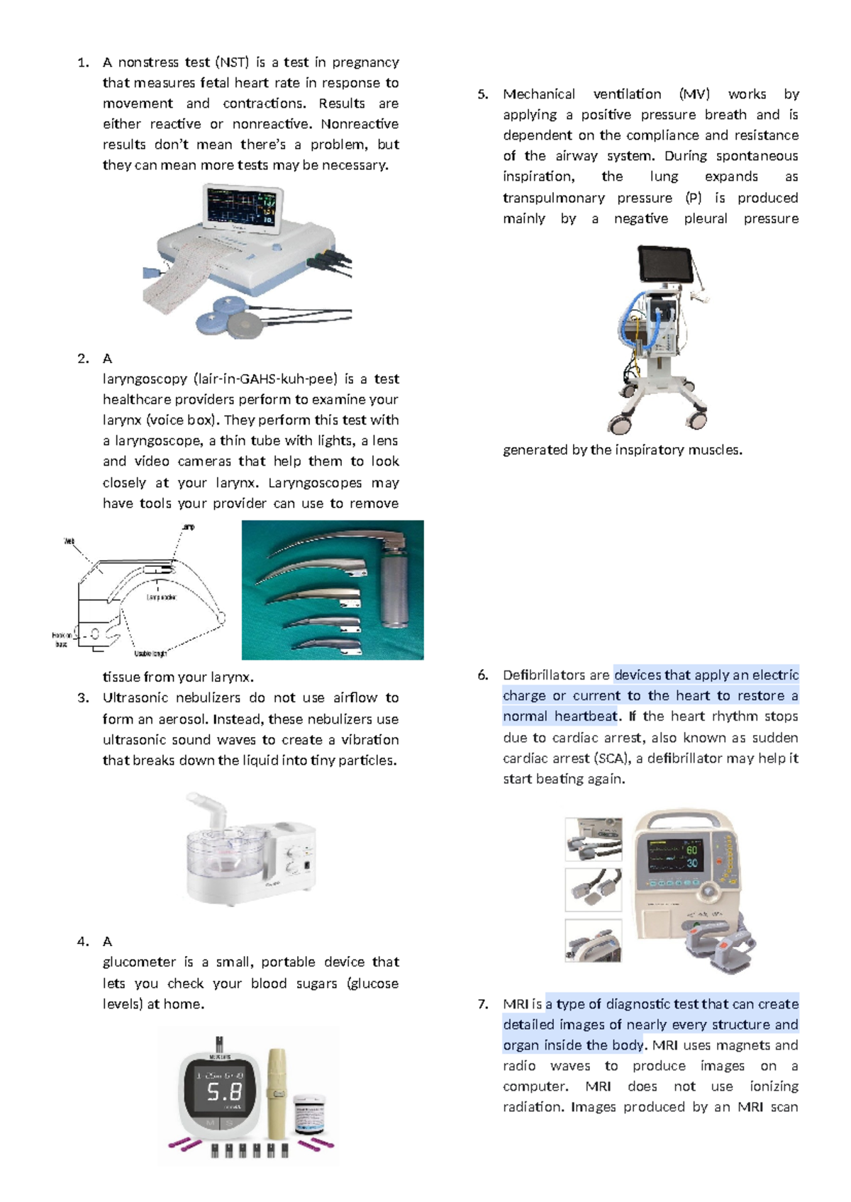 Machines used in hospital (nsg informatics) - A nonstress test (NST) is ...