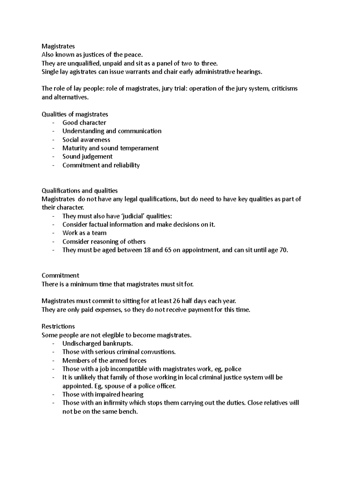Magistrates - Magistrates Also known as justices of the peace. They are ...
