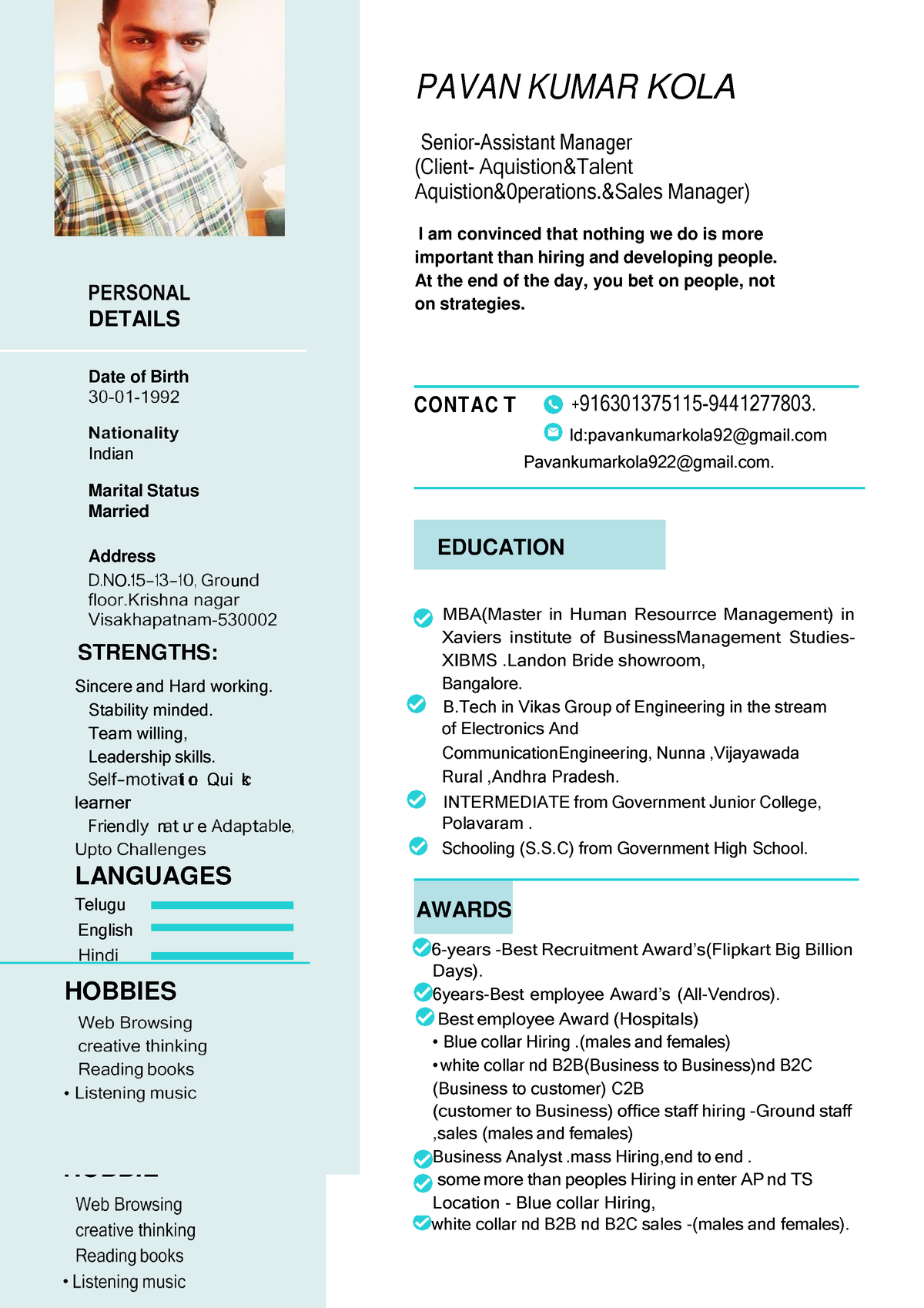 Resume 2024 new cv - PAVAN KUMAR KOLA Senior-Assistant Manager (Client ...