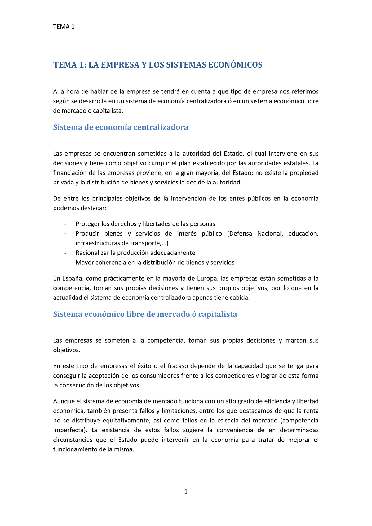 Tema 1. La Empresa Y Los Sistemas Economicos - TEMA 1 TEMA 1: LA ...