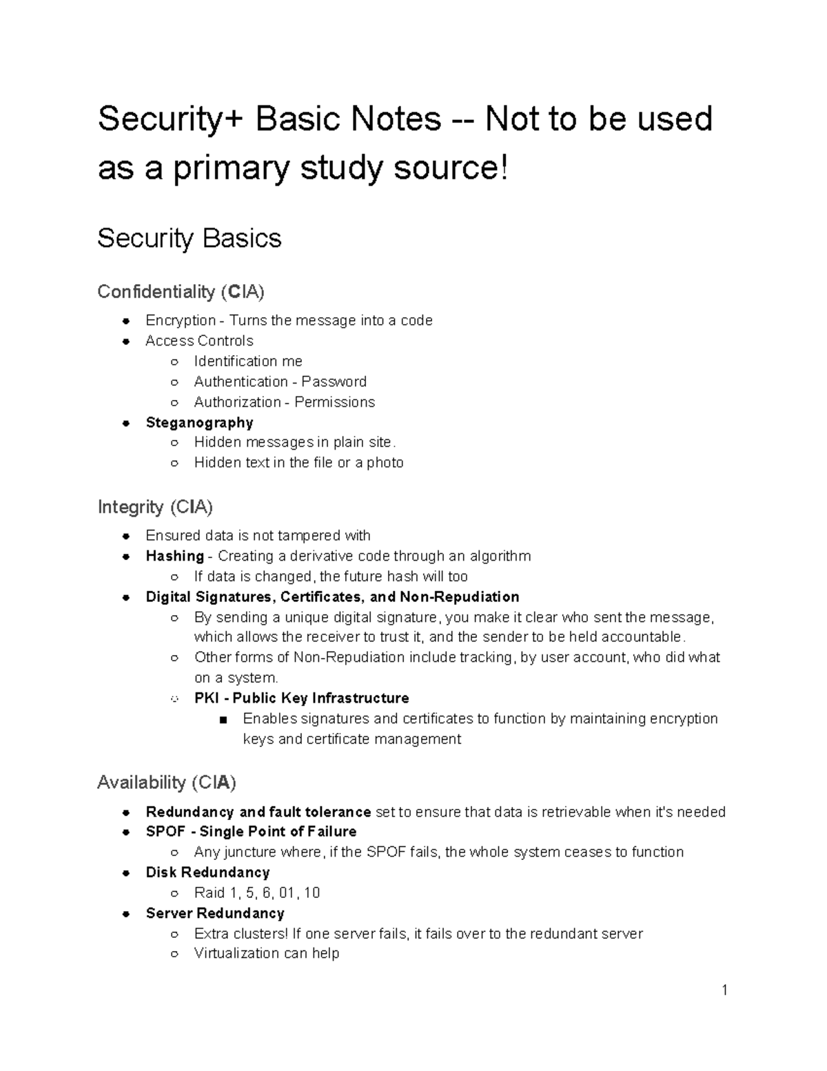 Security-Basic-Notes - Security+ Basic Notes - Not To Be Used As A ...