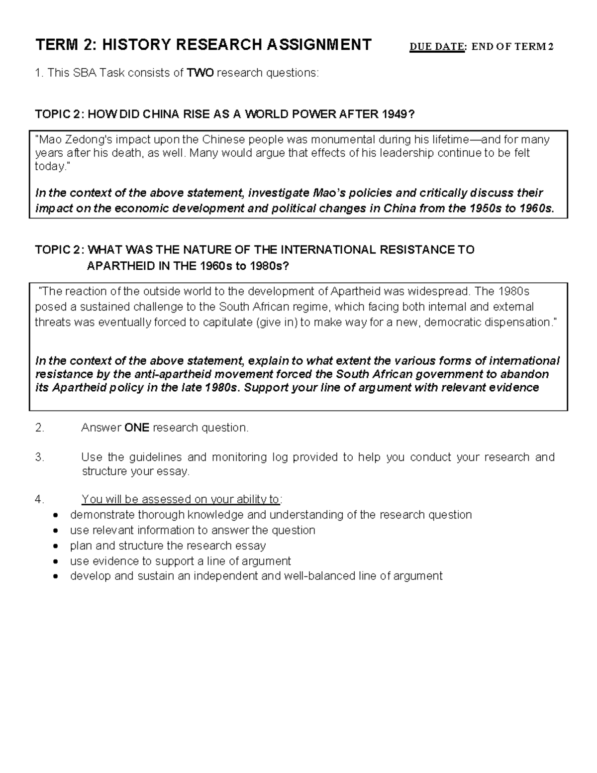 history research assignment grade 12 memo