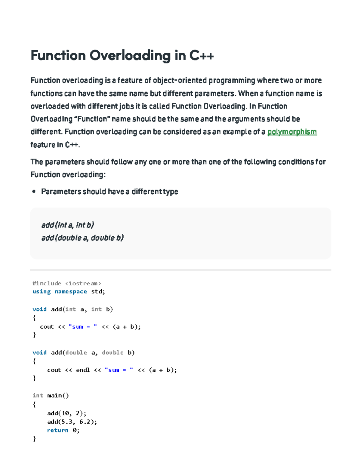 [2] Function Overloading - Function Overloading Is A Feature Of Object ...