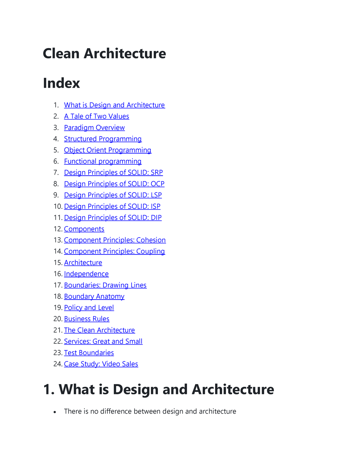 Clean Architecture Summary - Clean Architecture Index 1. What Is Design ...