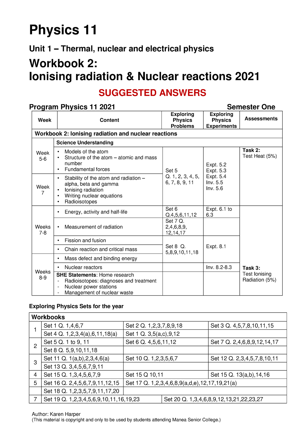 Unit 2 Ionising radiation and nuclear reaction Teacher 2021 - Author ...