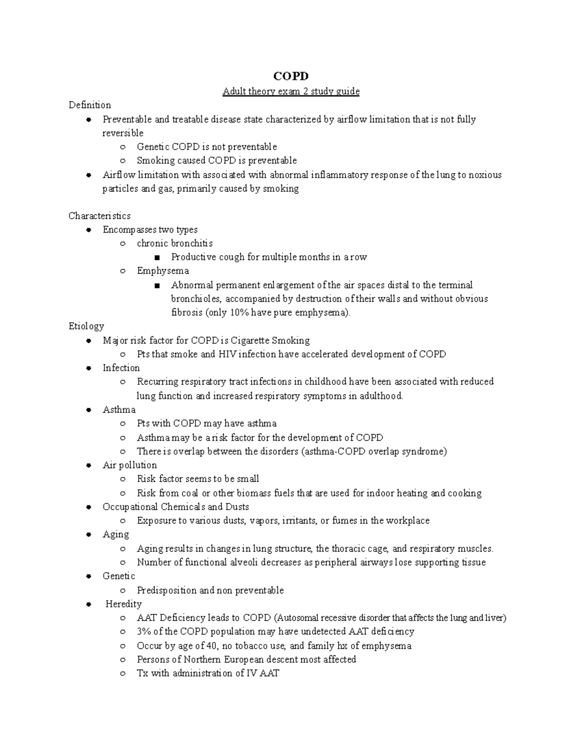 COPD - Adult theory - COPD Adult theory exam 2 study guide Definition ...