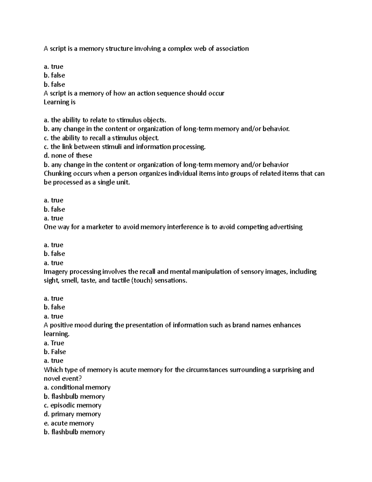 A script is a memory structure involving a complex web of association ...