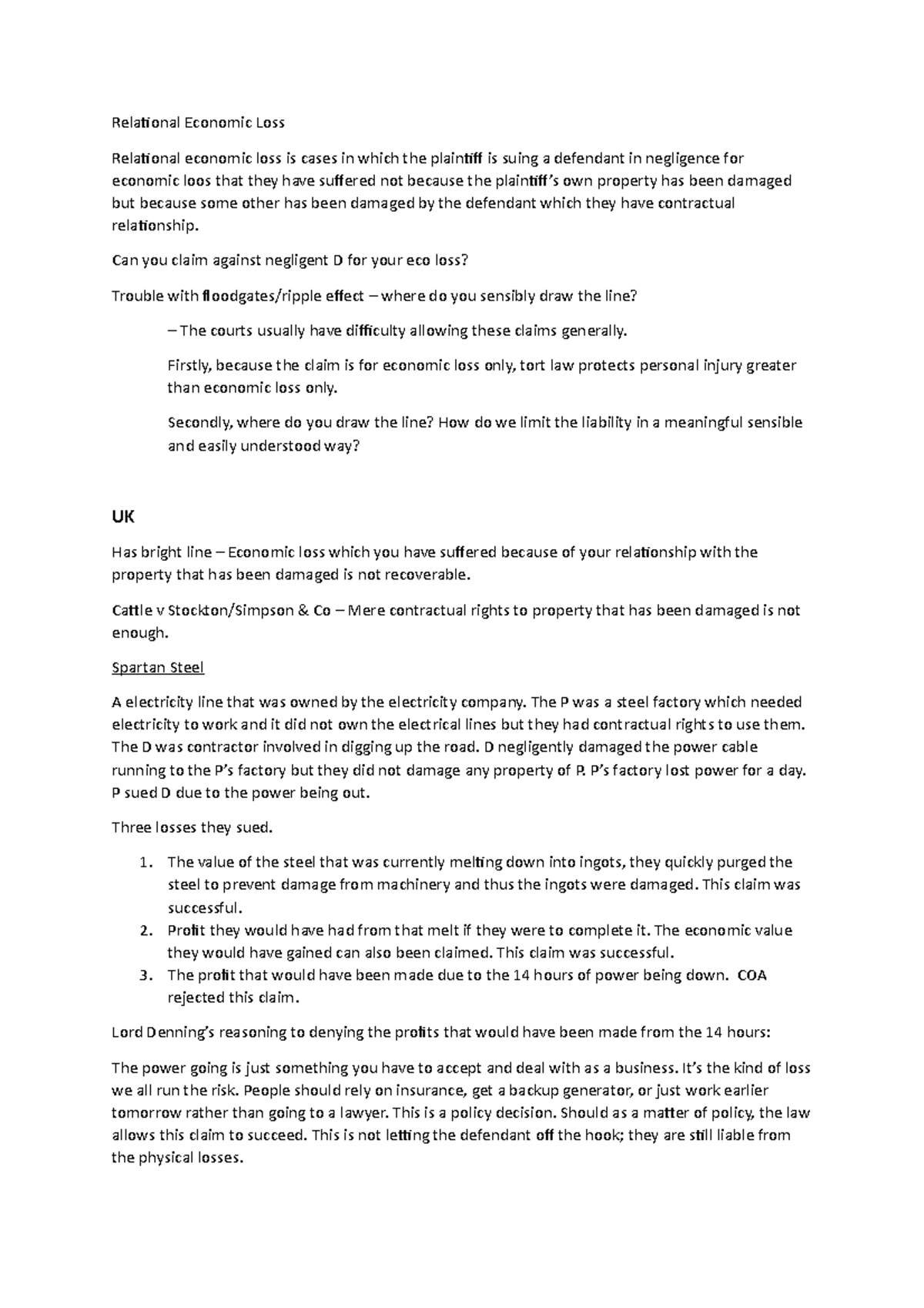 Law 231 Relational Economic Loss Relational Economic Loss Relational