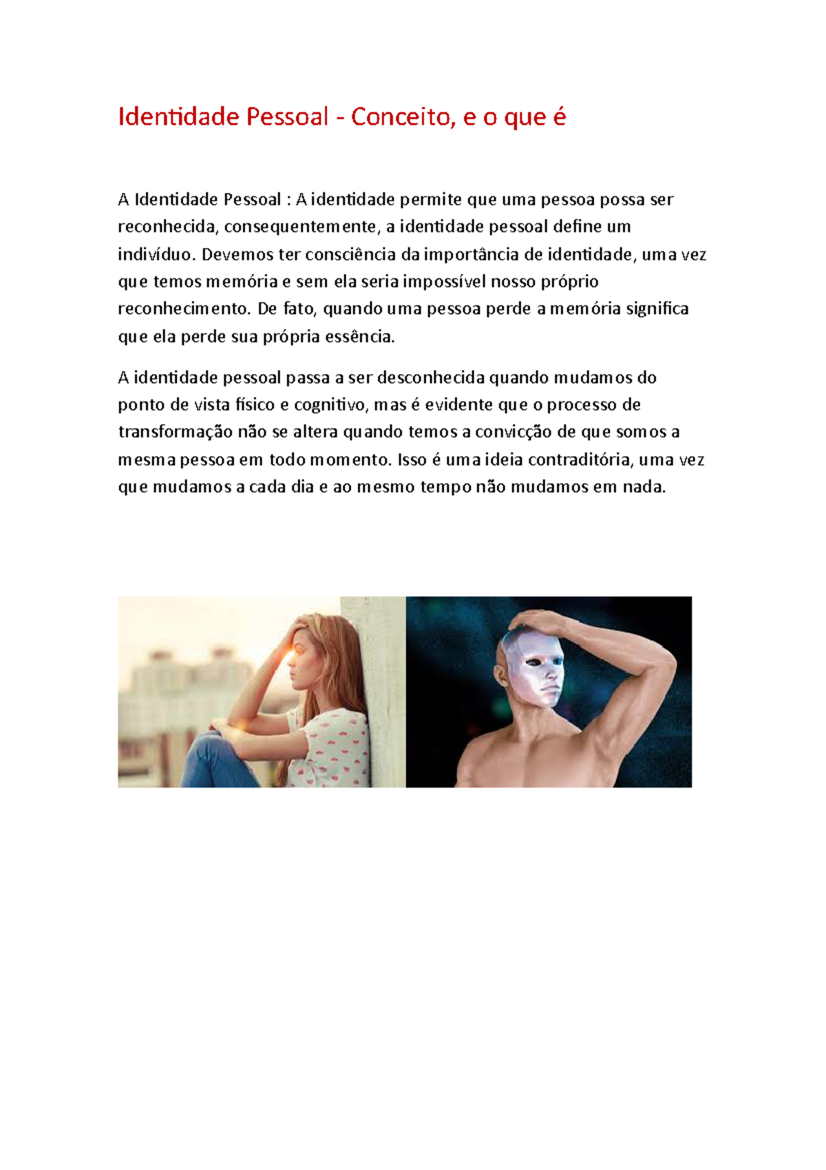 Identidade Pessoal - dasdasd - Identidade Pessoal - Conceito, e o que é ...