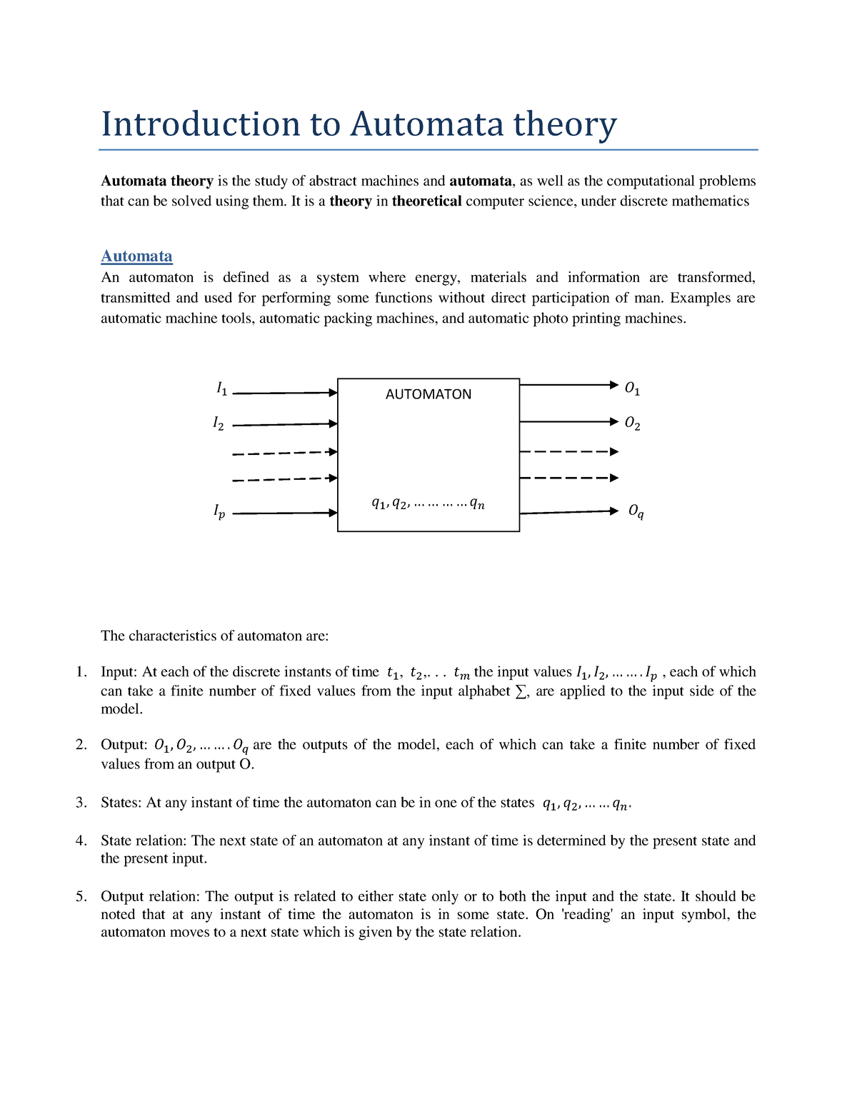 Module 2 - Introduction To Automata Theory Automata Theory Is The Study ...