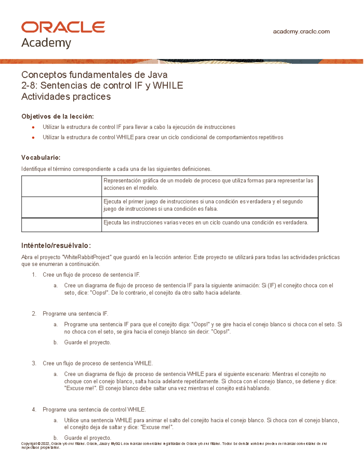 JF 2 8 Practice esp - fundamentos de Oracle para java - Copyright ...