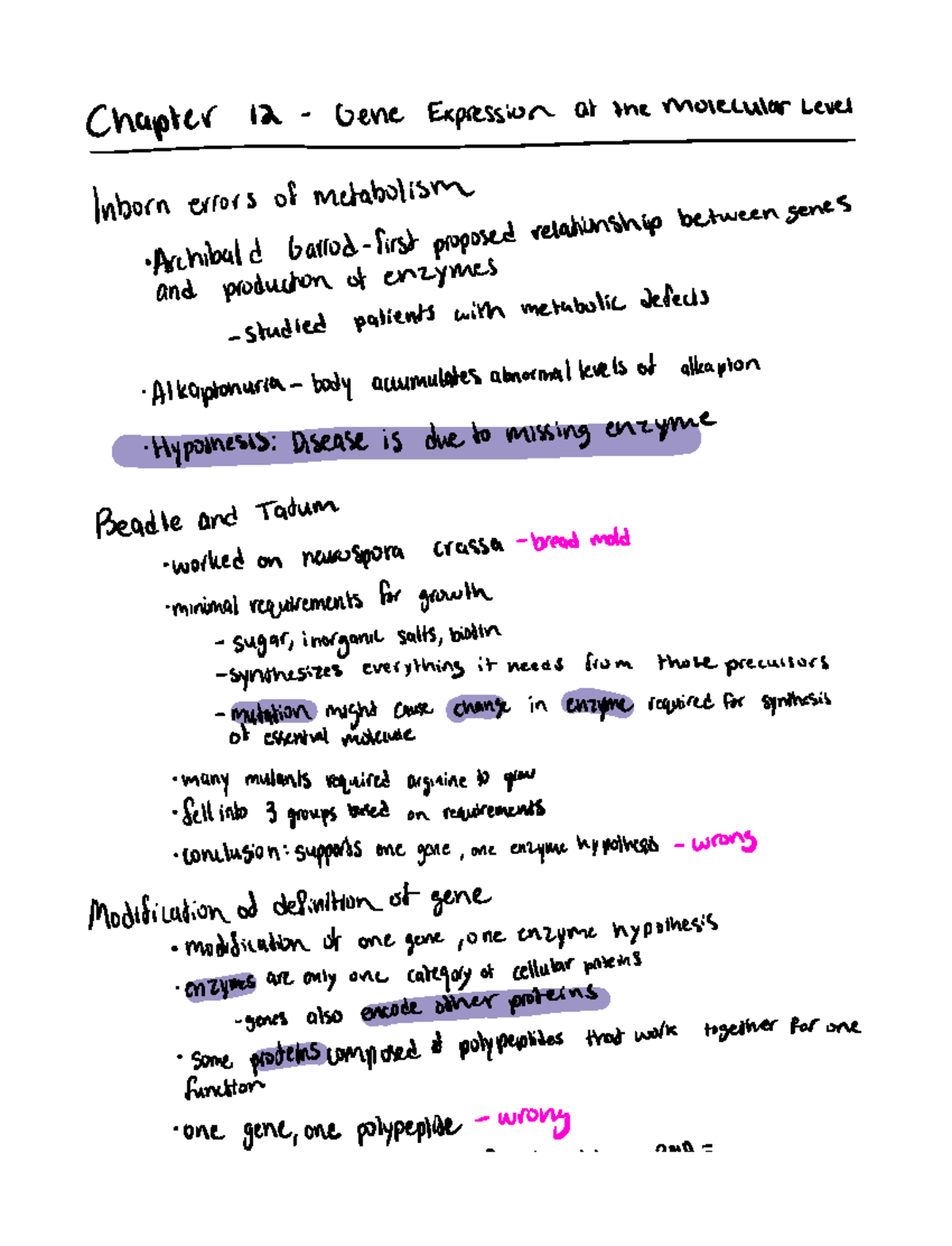 Bio Chapter 12 Notes - I YI j iressionarmemaewar Archibald Garrod first ...
