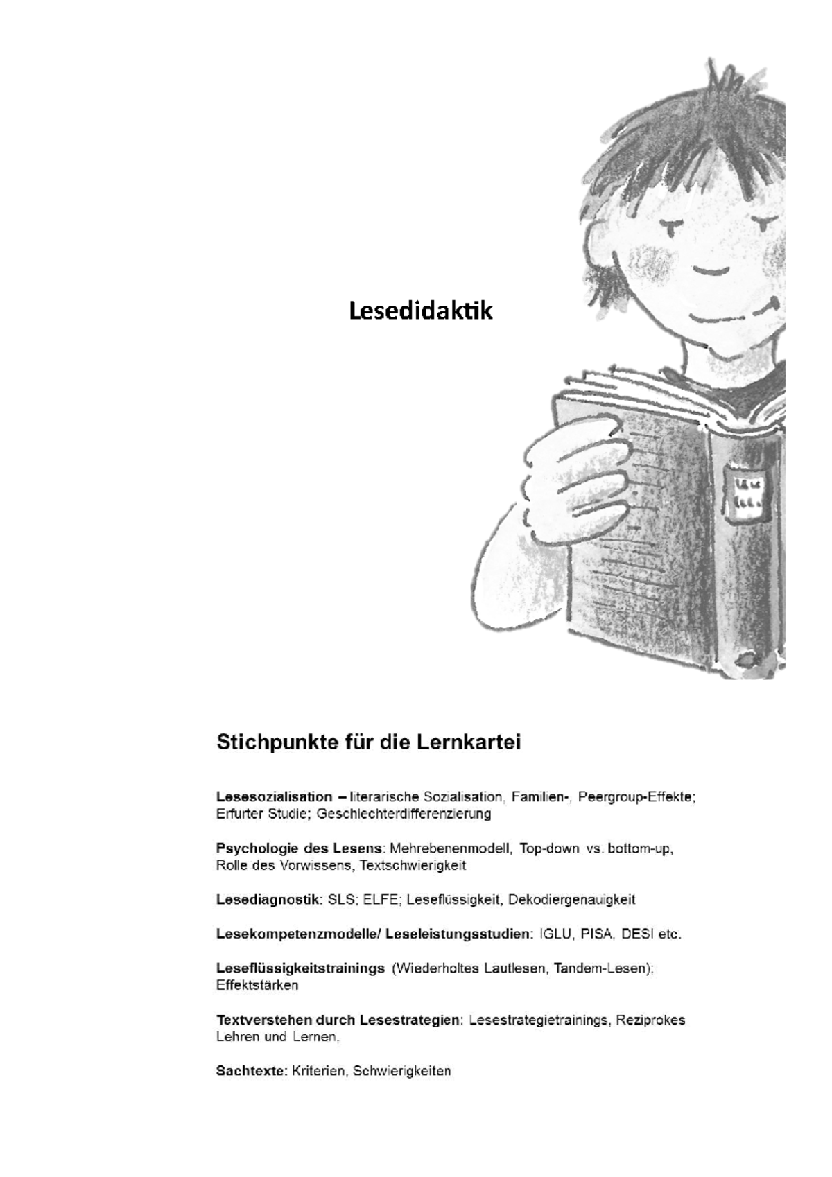 Grundlagen Der Lesedidaktik Und Der Systematischen Schulischen Leseförderung Lesedidaktik - Lesedidaktik Inhaltsverzeichnis Bestandsaufnahme: Wo