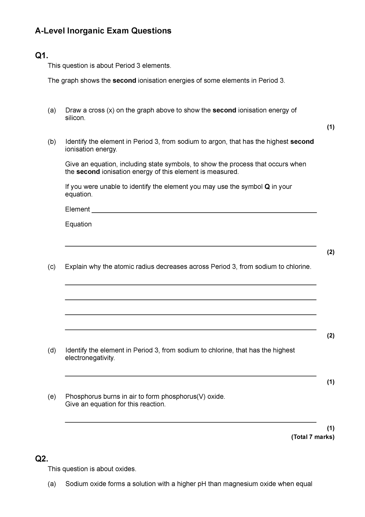 A-Level Inorganic exam pack - A-Level Inorganic Exam Questions Q1. This ...