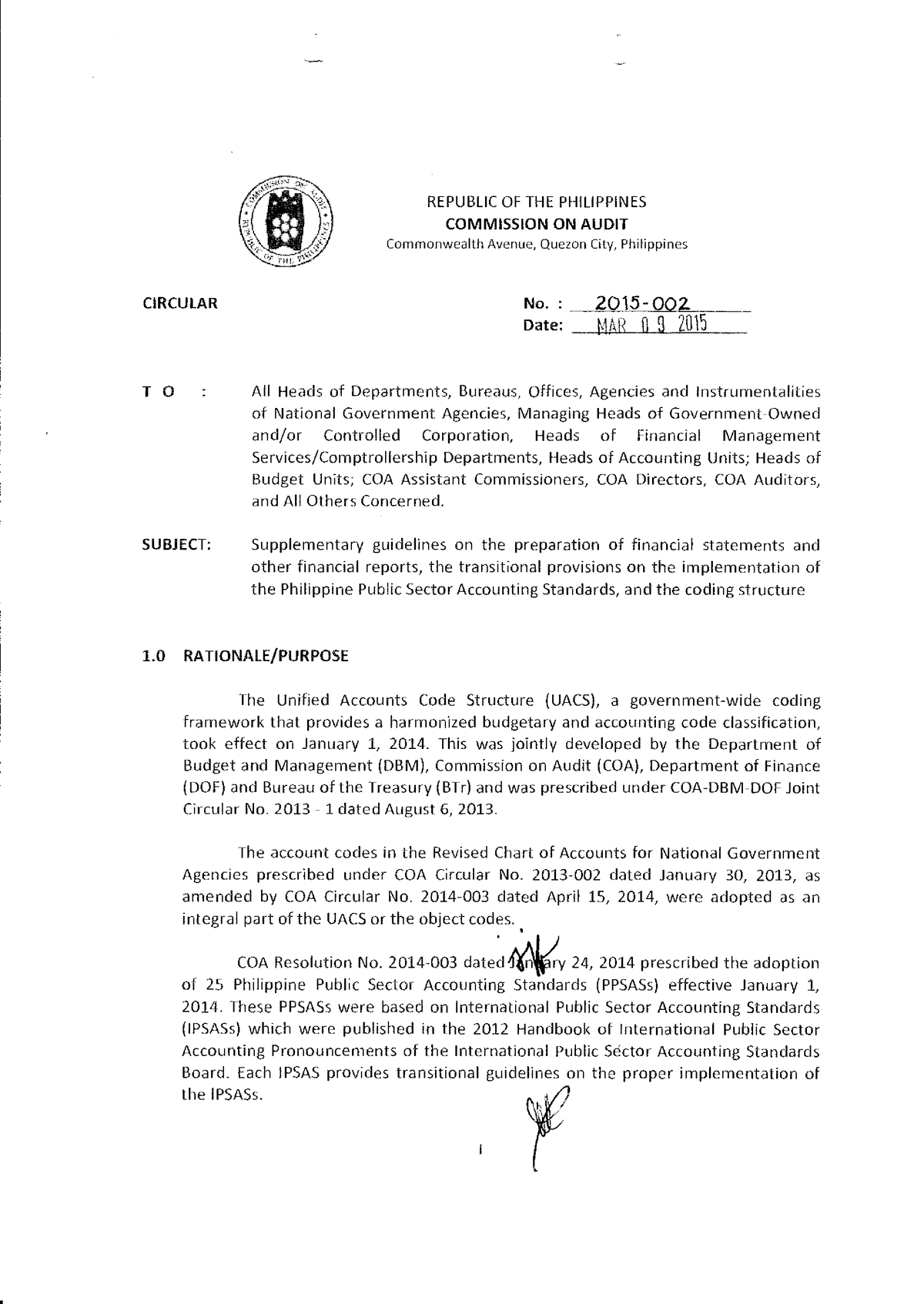 COA C2015-002 - guidelines in the preparation of FS - CIRCULAR REPUBLIC ...