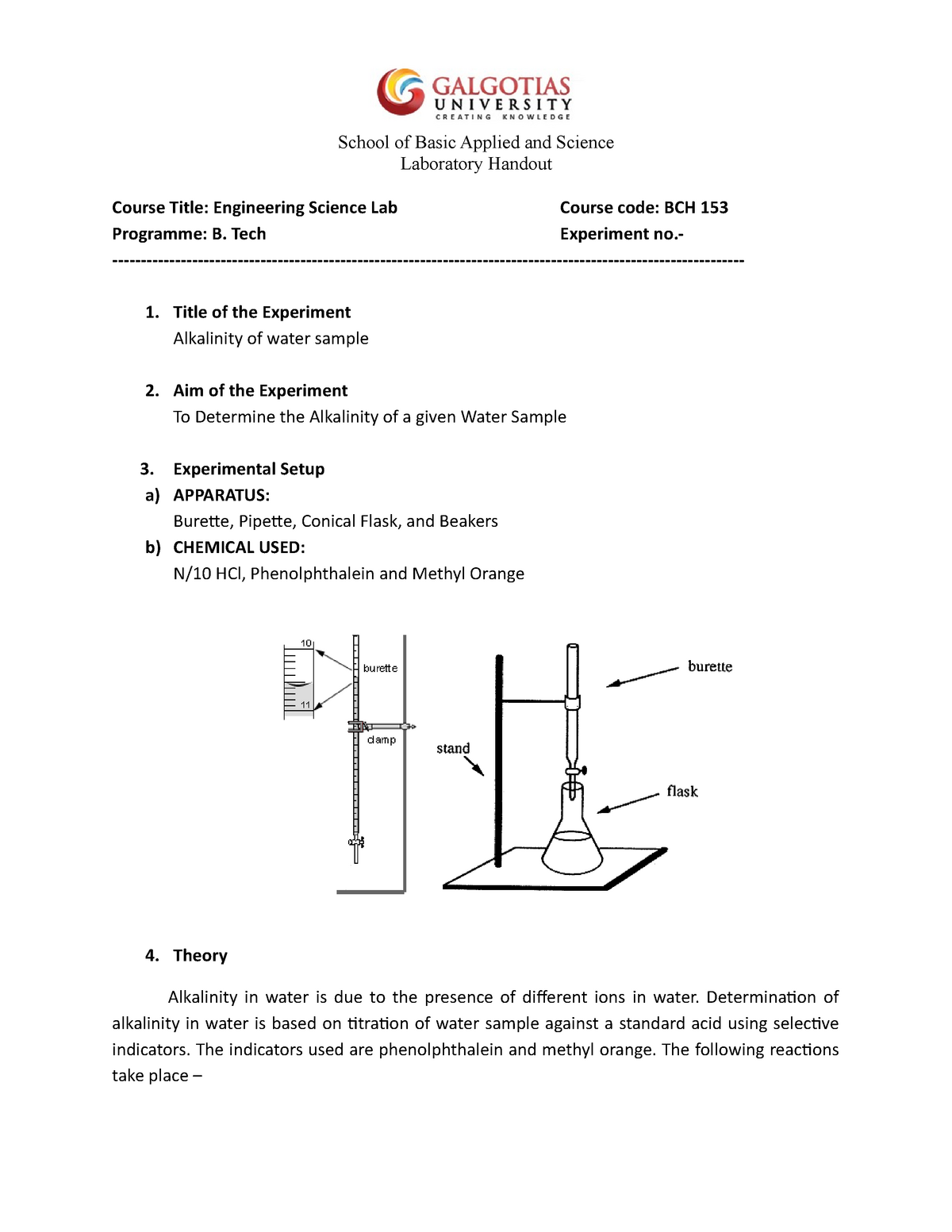 3 alkalinity of water - Laboratory Handout Course Title: Engineering ...