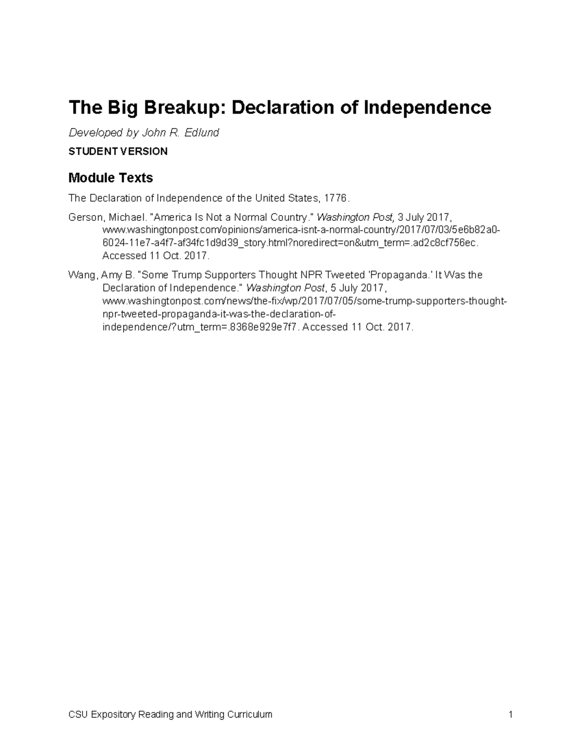 Big Breakup Student Version Final CSU Expository Reading and