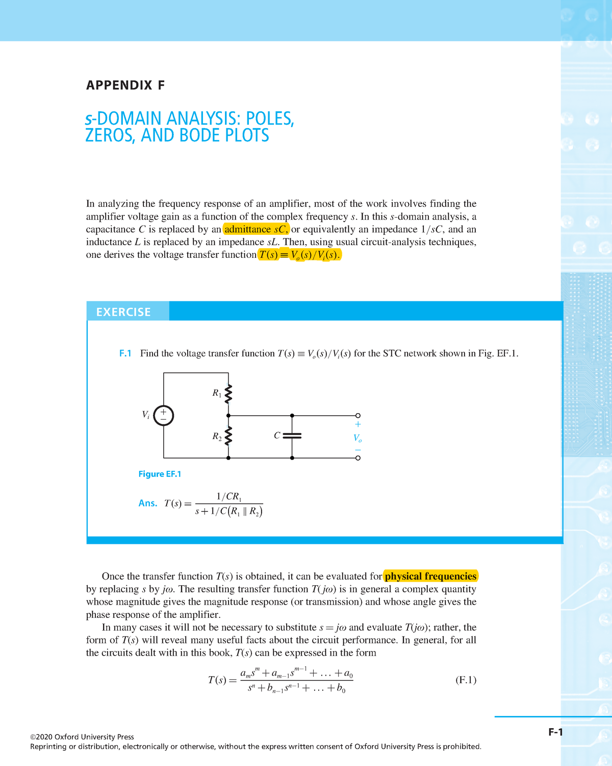 Sedra 8e App F - This Is Appendix F - APPENDIX F S-DOMAIN ANALYSIS ...