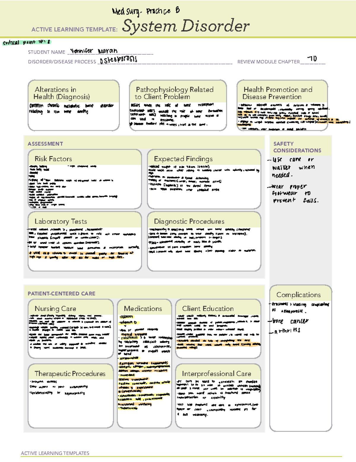 Alts med surg practice b - System Disorder STUDENT NAME