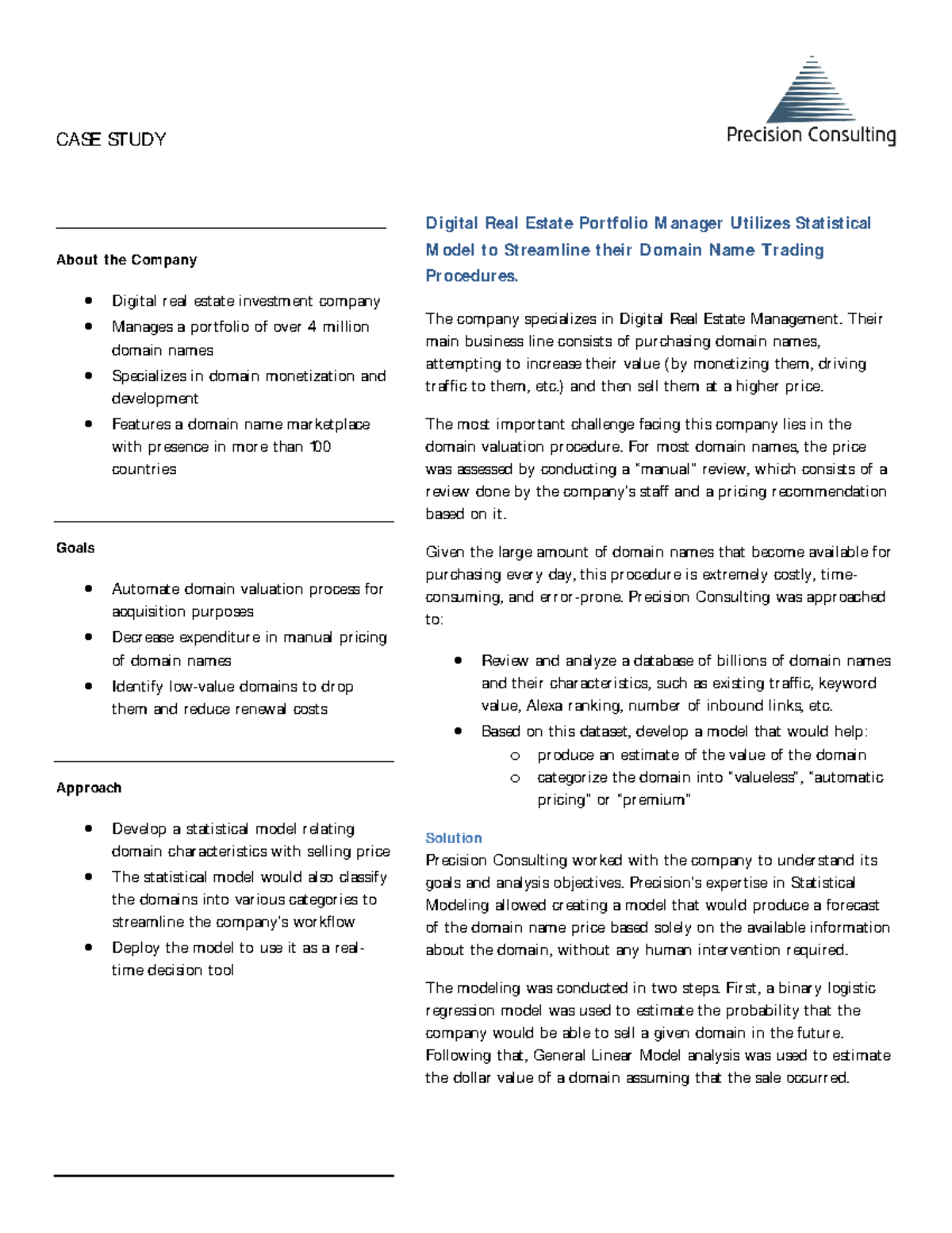 Basic Real Estate Case Study CASE STUDY About the Company Digital