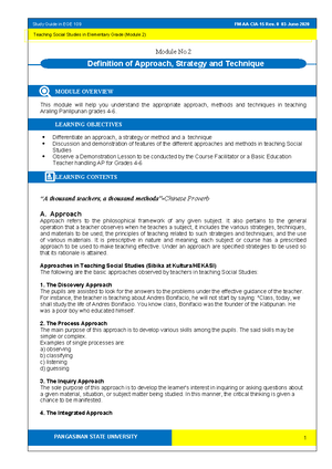 EGE 109 SG 3 Module 3 - notes - Planning for Effective Teaching Study ...