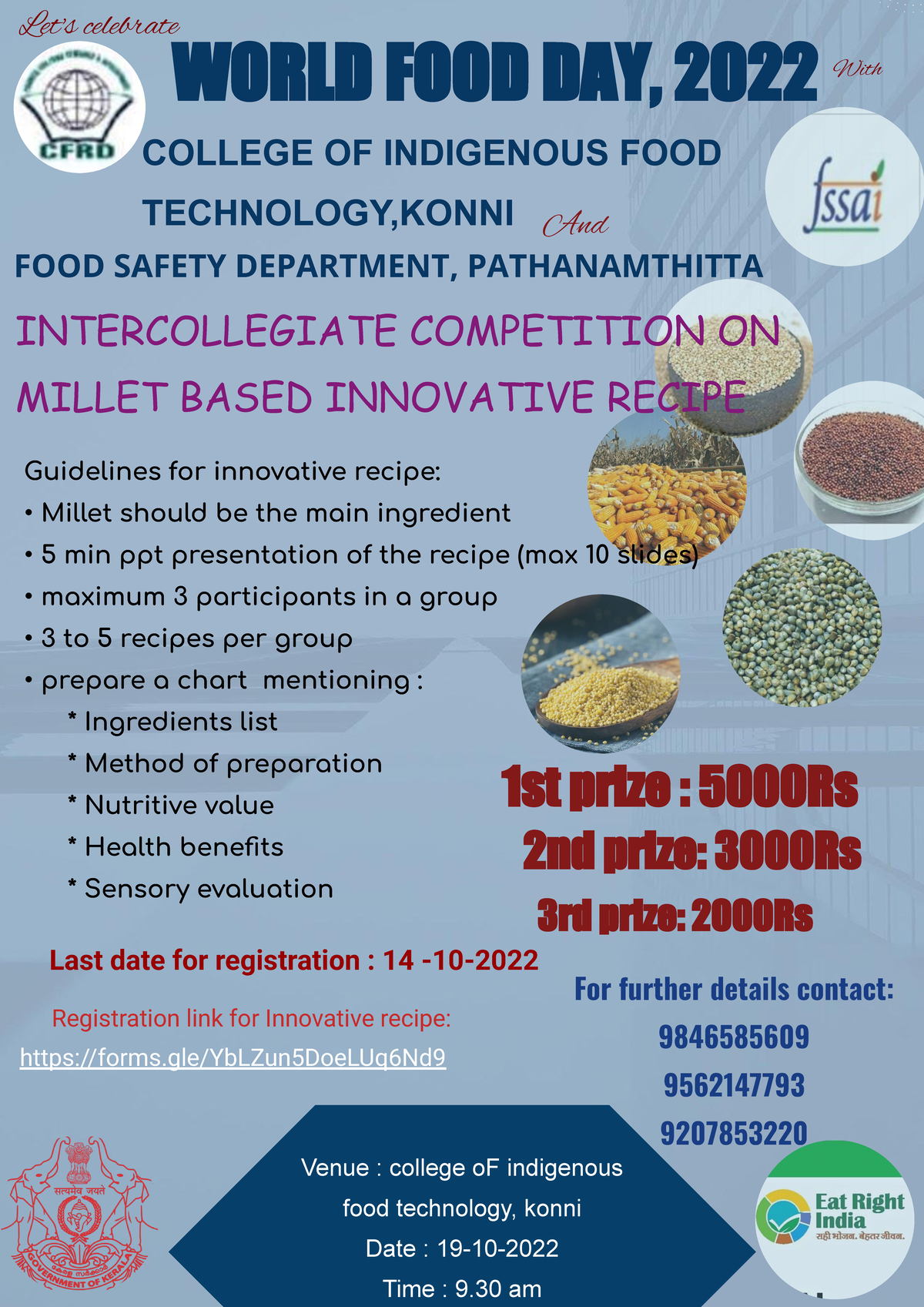 Millet based innovative recipe contest - Venue : college oF indigenous ...