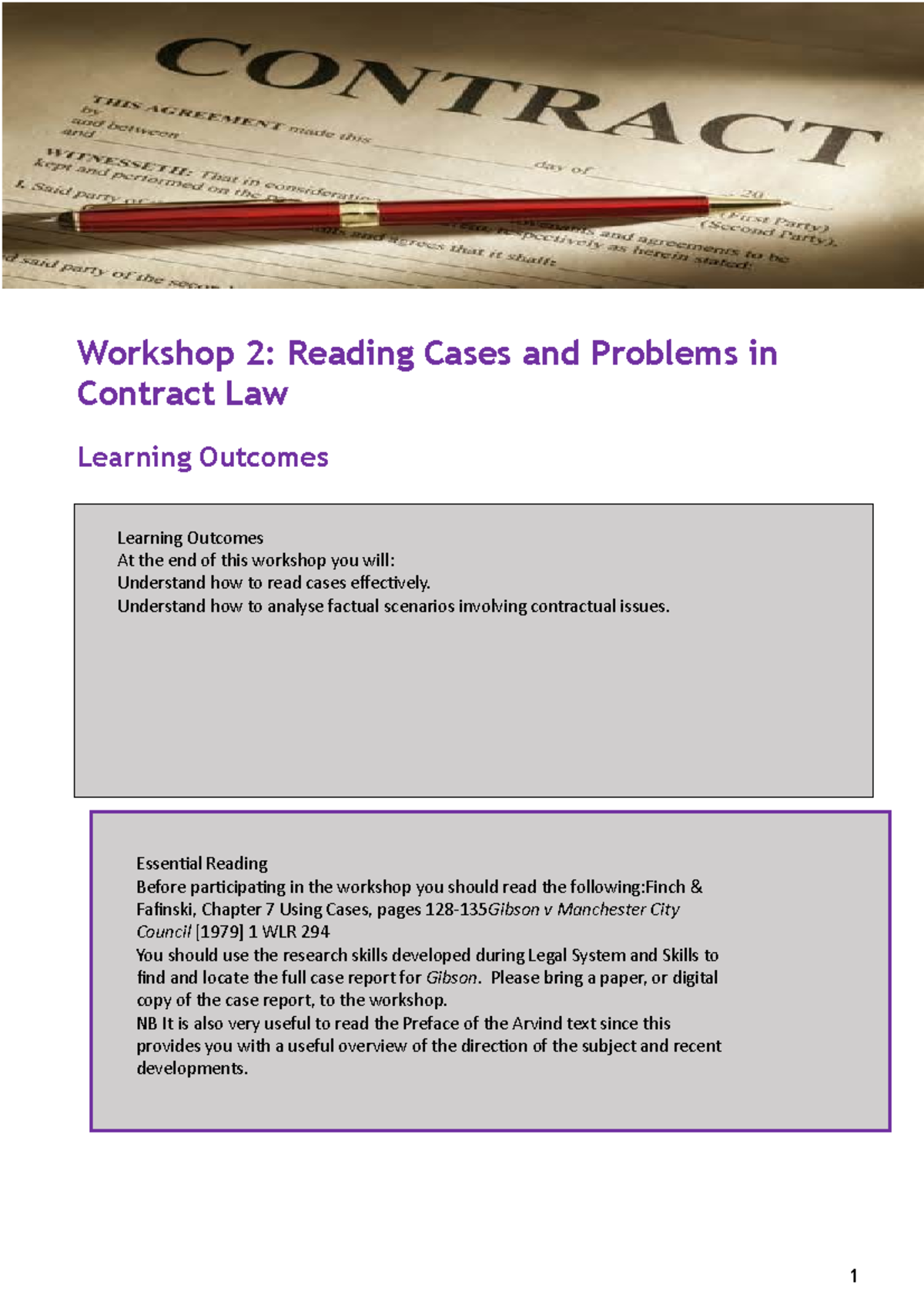 Workshop 2 questions - Workshop 2: Reading Cases and Problems in ...