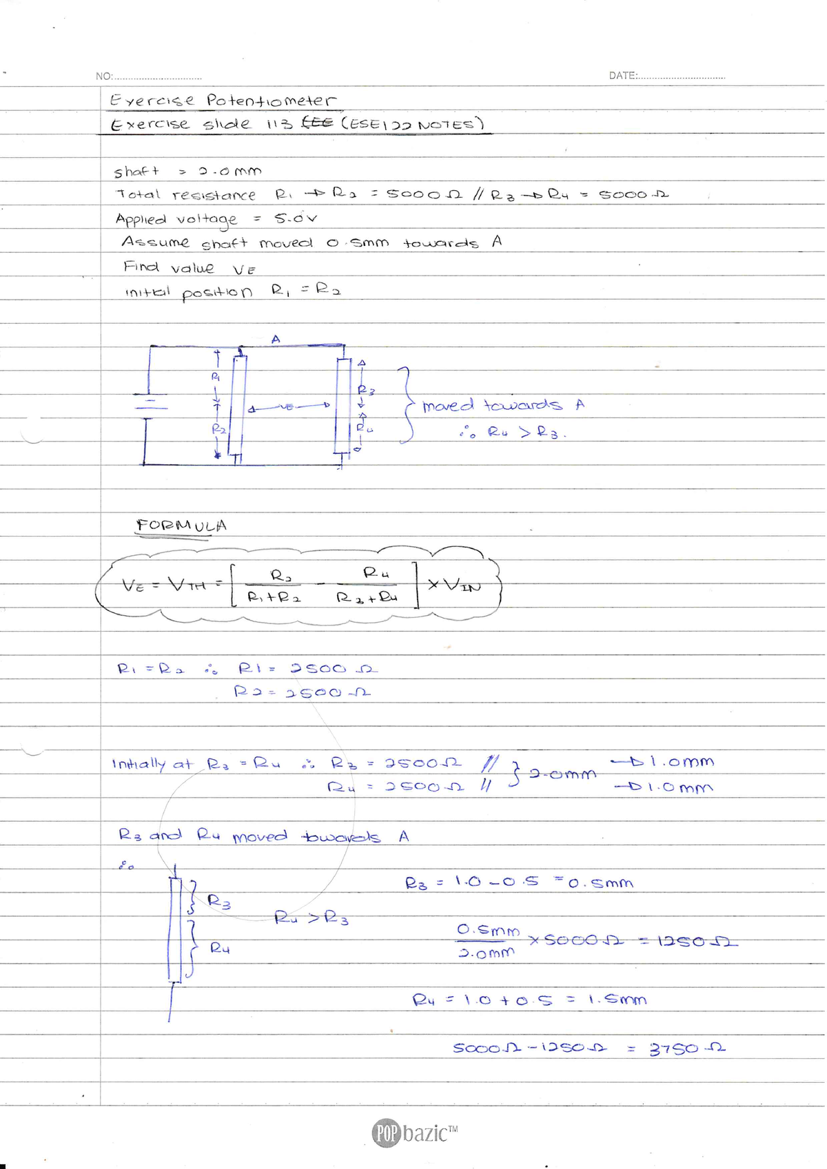 Exercise Potentiometer - Electrical Measurement - Studocu