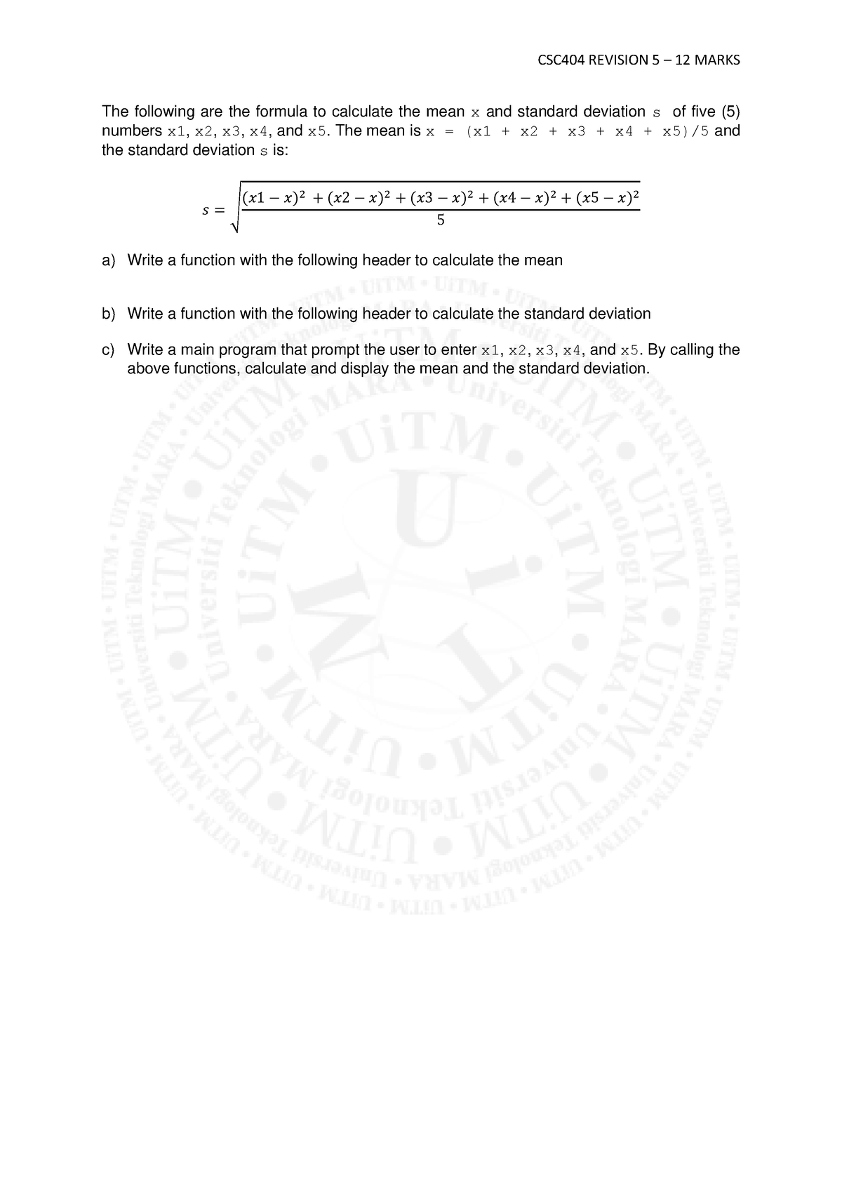 revision-5-csc404-revision-5-12-marks-the-following-are-the-formula