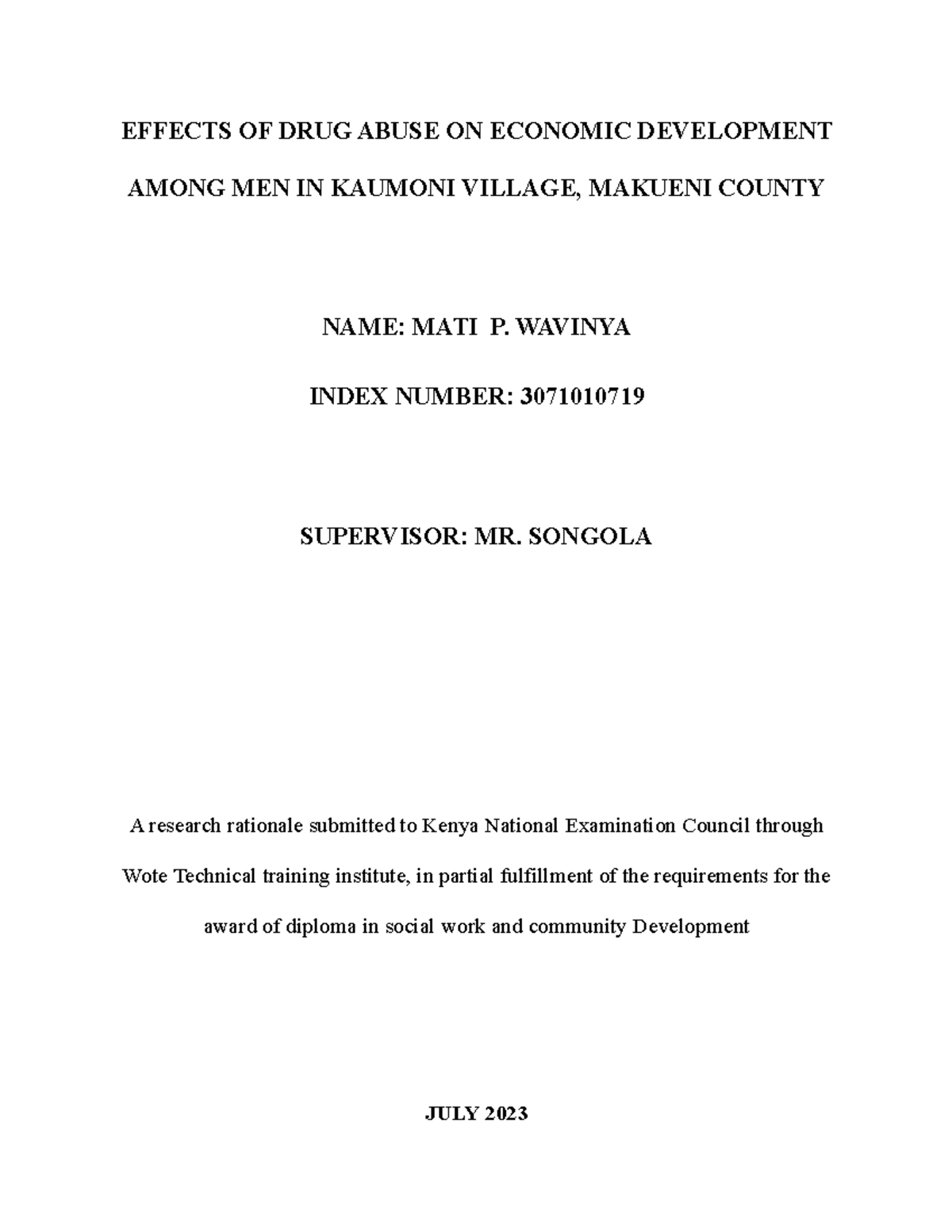 Drug Abuse Xvsfw EFFECTS OF DRUG ABUSE ON ECONOMIC DEVELOPMENT